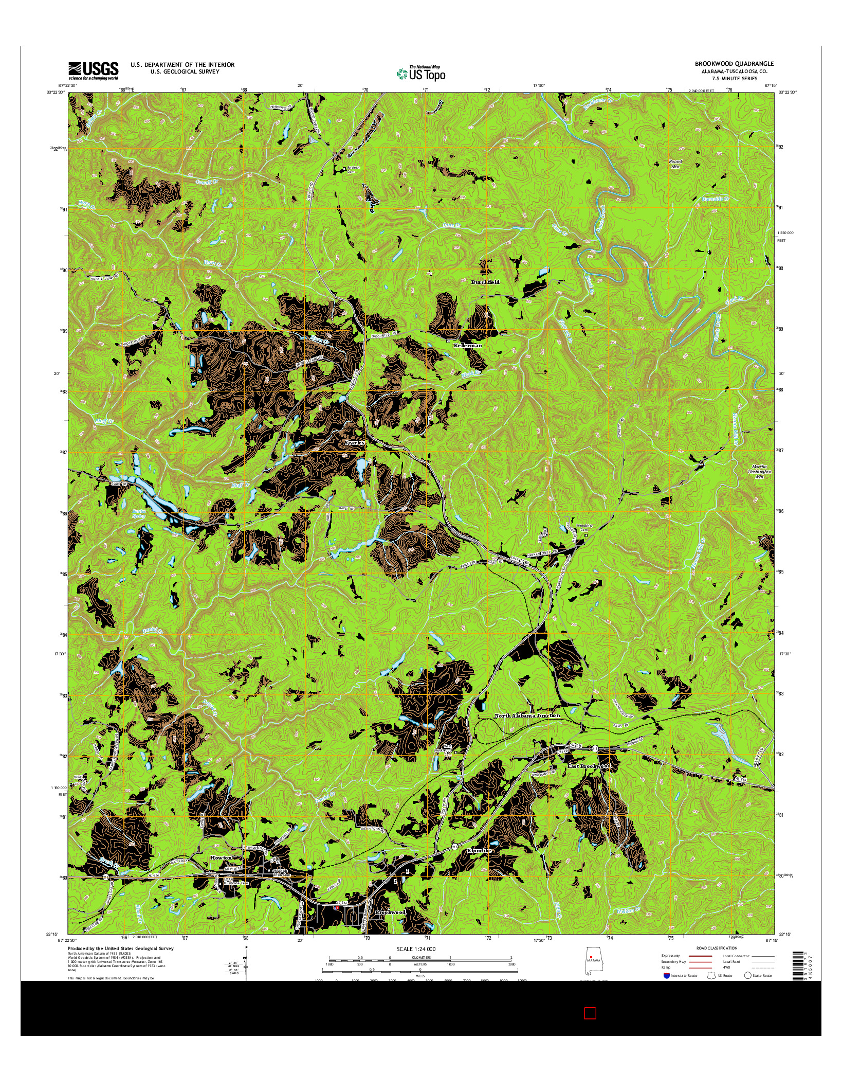 USGS US TOPO 7.5-MINUTE MAP FOR BROOKWOOD, AL 2014