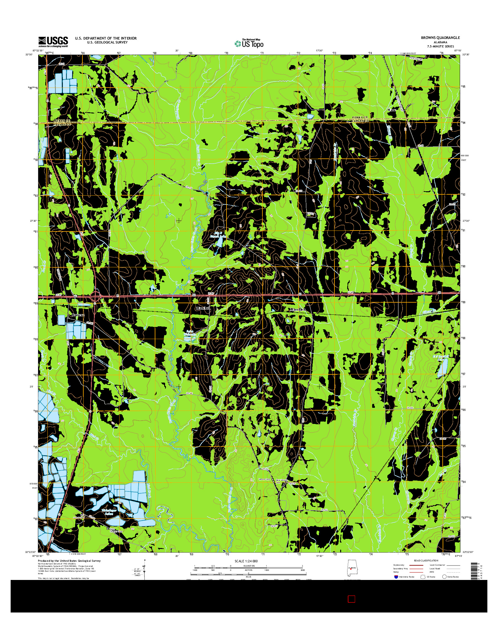 USGS US TOPO 7.5-MINUTE MAP FOR BROWNS, AL 2014