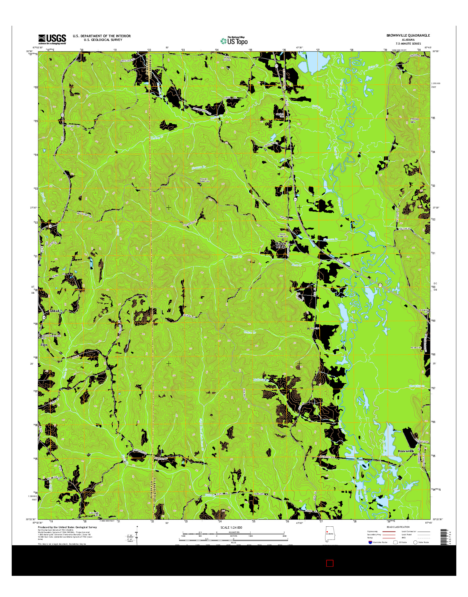 USGS US TOPO 7.5-MINUTE MAP FOR BROWNVILLE, AL 2014