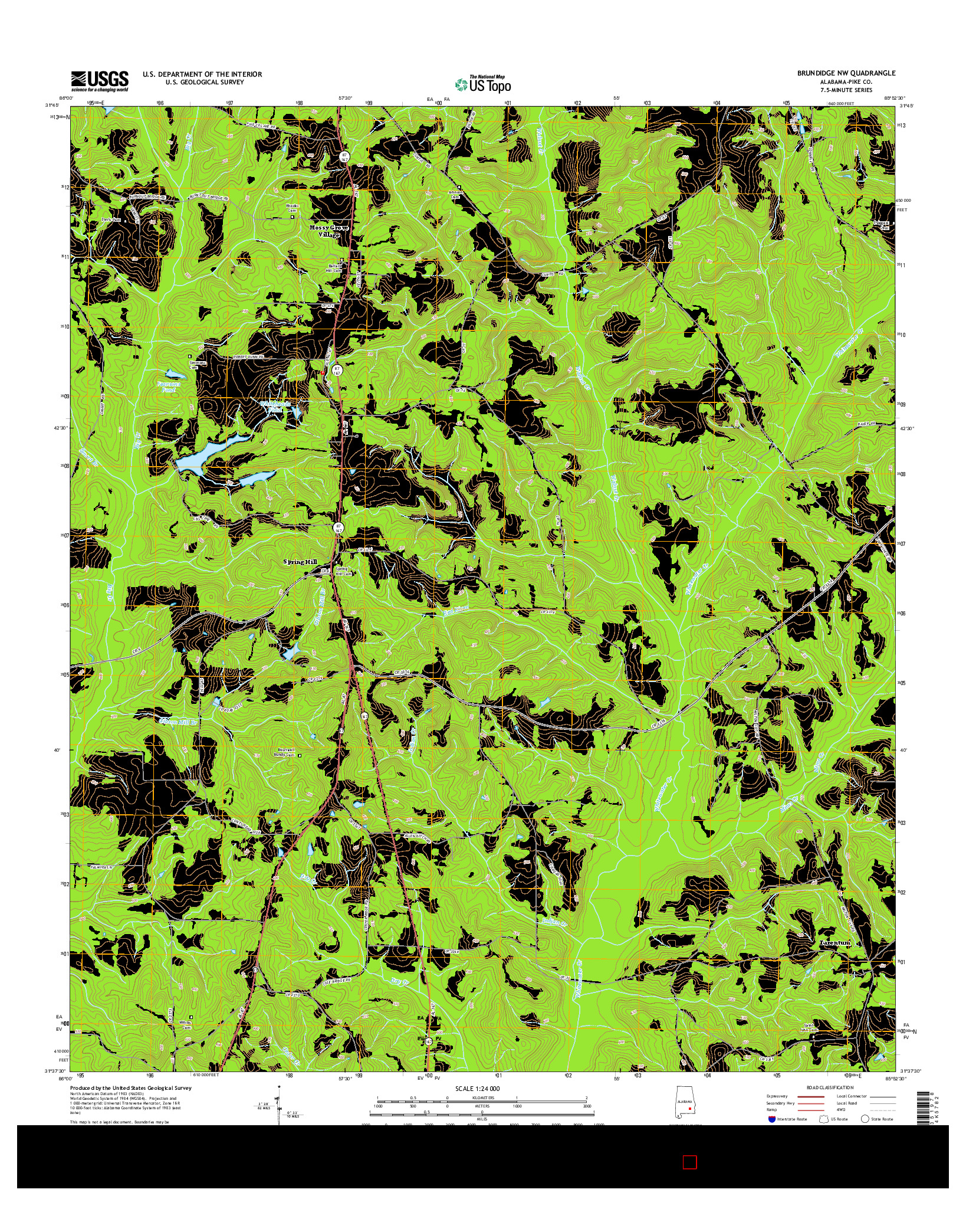 USGS US TOPO 7.5-MINUTE MAP FOR BRUNDIDGE NW, AL 2014