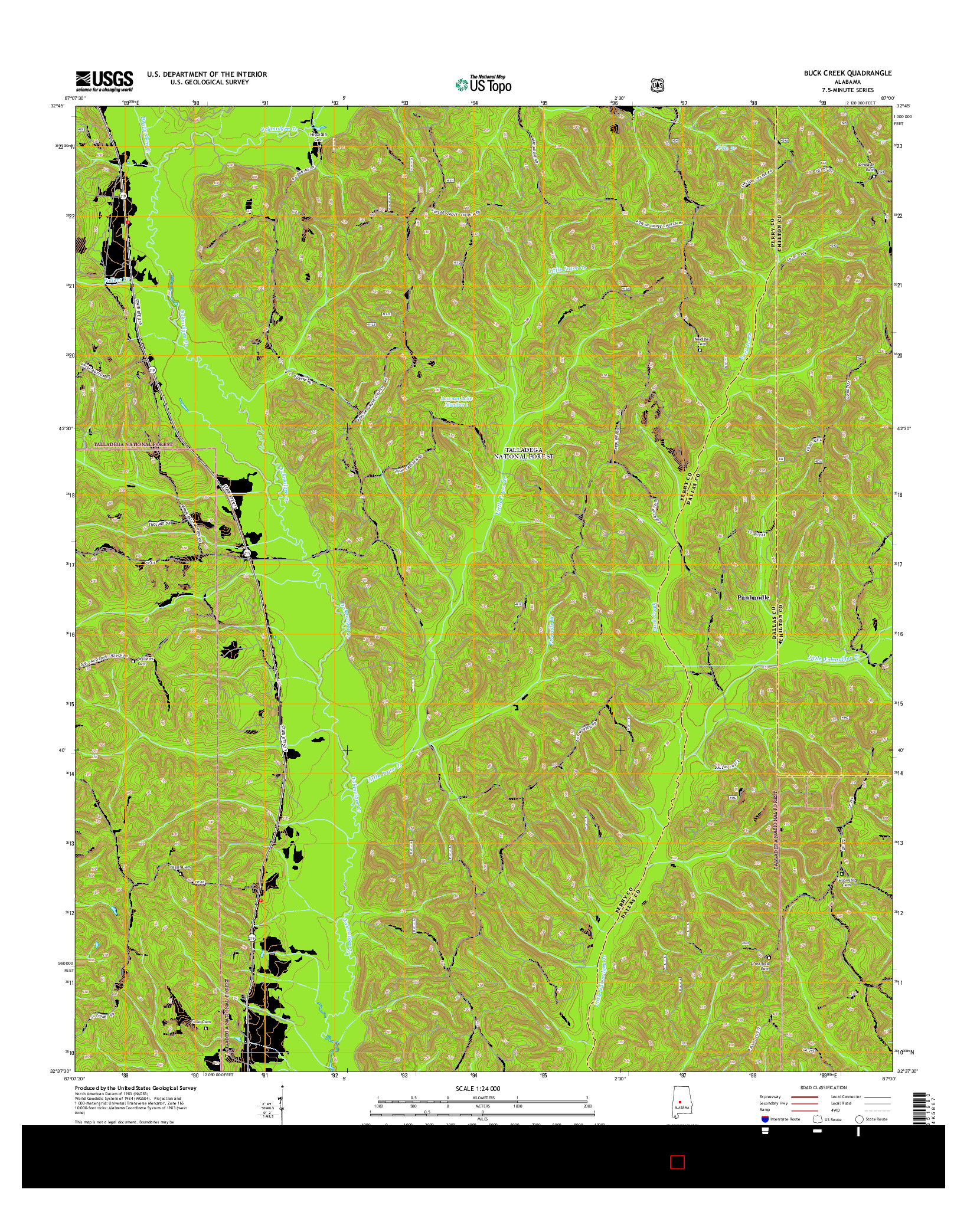 USGS US TOPO 7.5-MINUTE MAP FOR BUCK CREEK, AL 2014