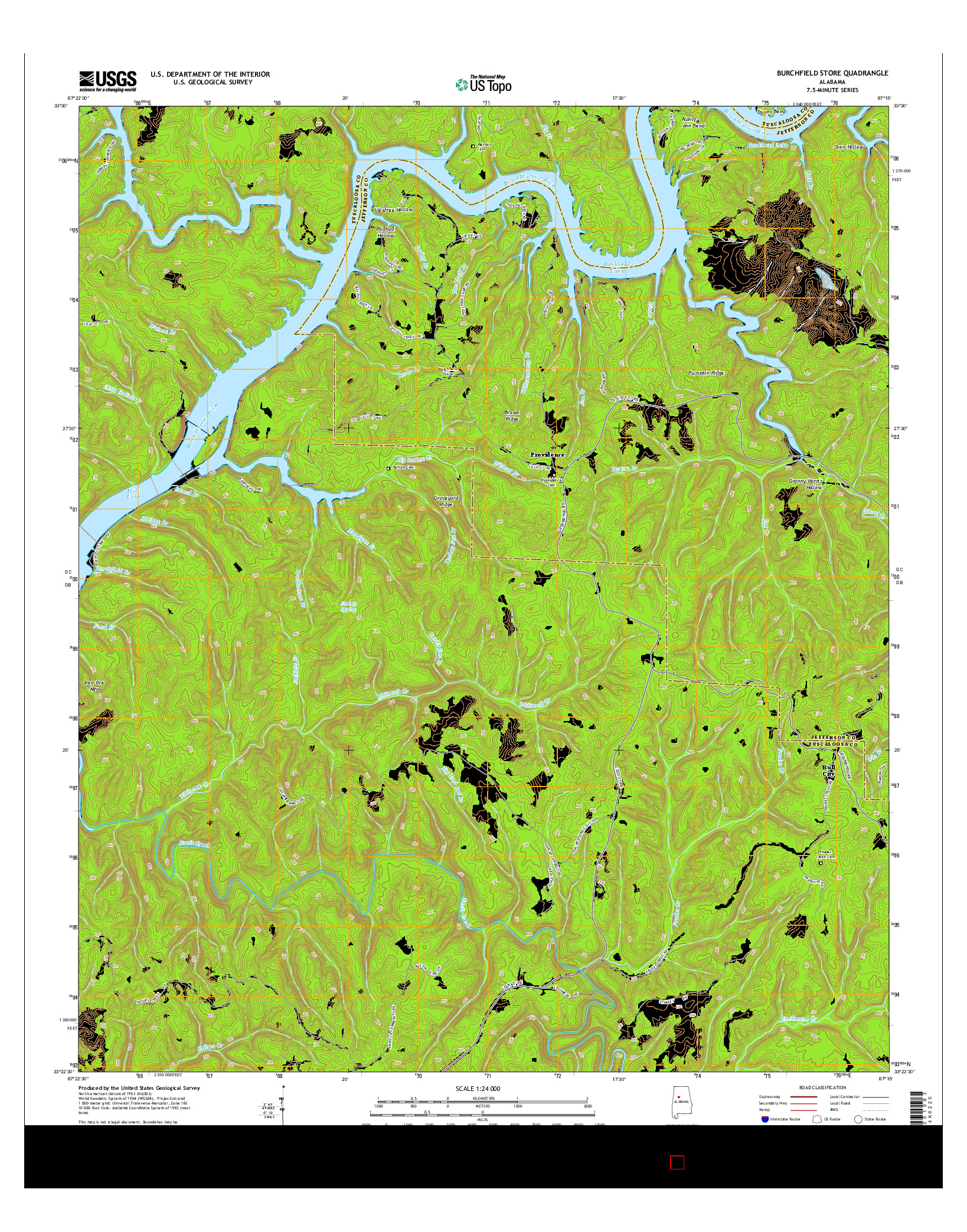 USGS US TOPO 7.5-MINUTE MAP FOR BURCHFIELD STORE, AL 2014