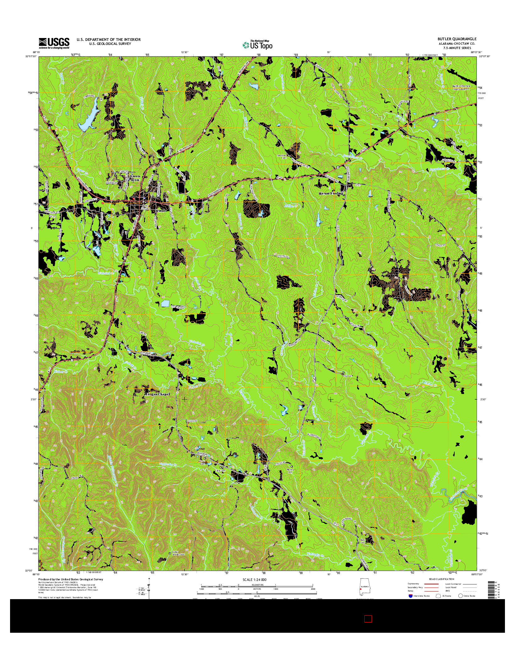 USGS US TOPO 7.5-MINUTE MAP FOR BUTLER, AL 2014