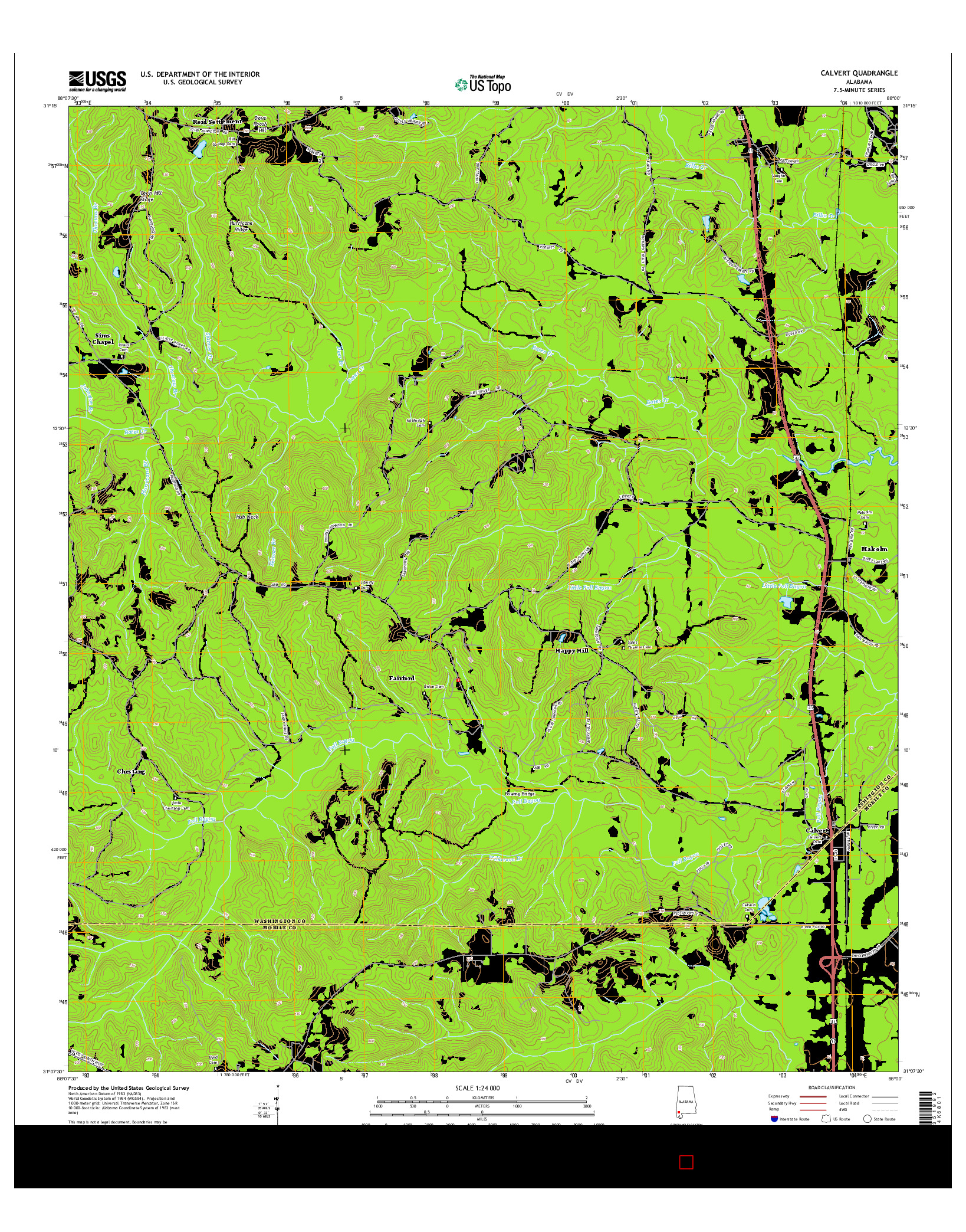 USGS US TOPO 7.5-MINUTE MAP FOR CALVERT, AL 2014