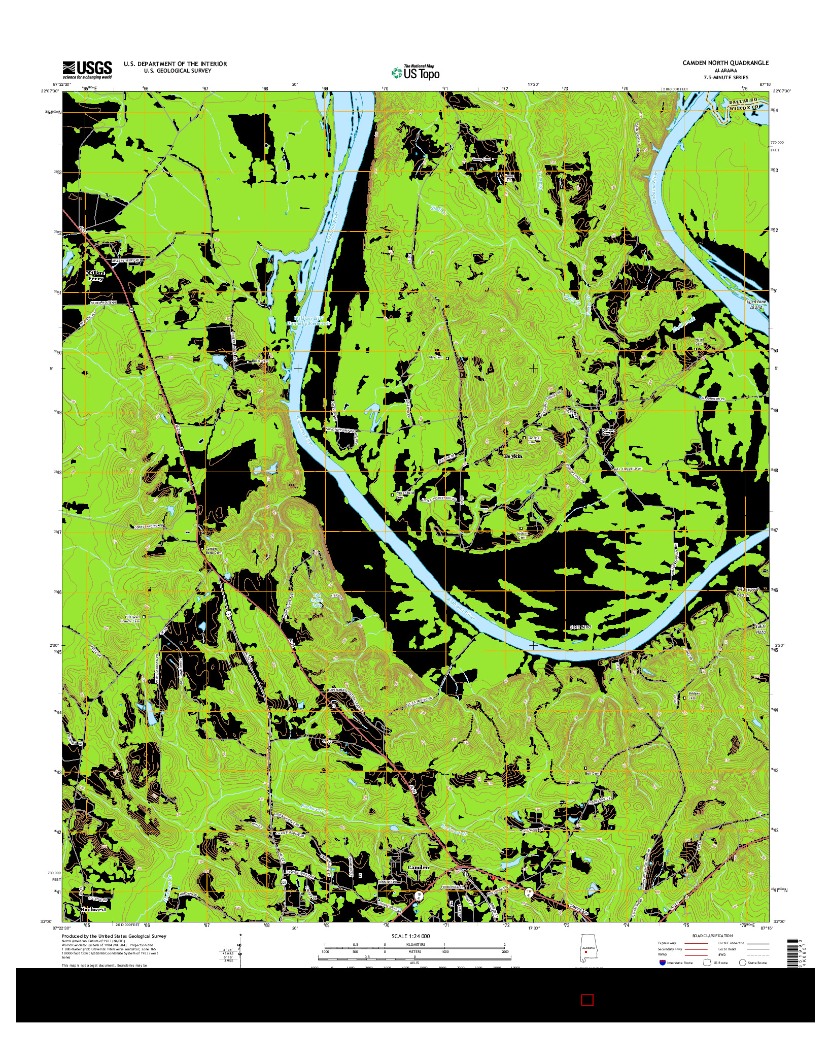 USGS US TOPO 7.5-MINUTE MAP FOR CAMDEN NORTH, AL 2014