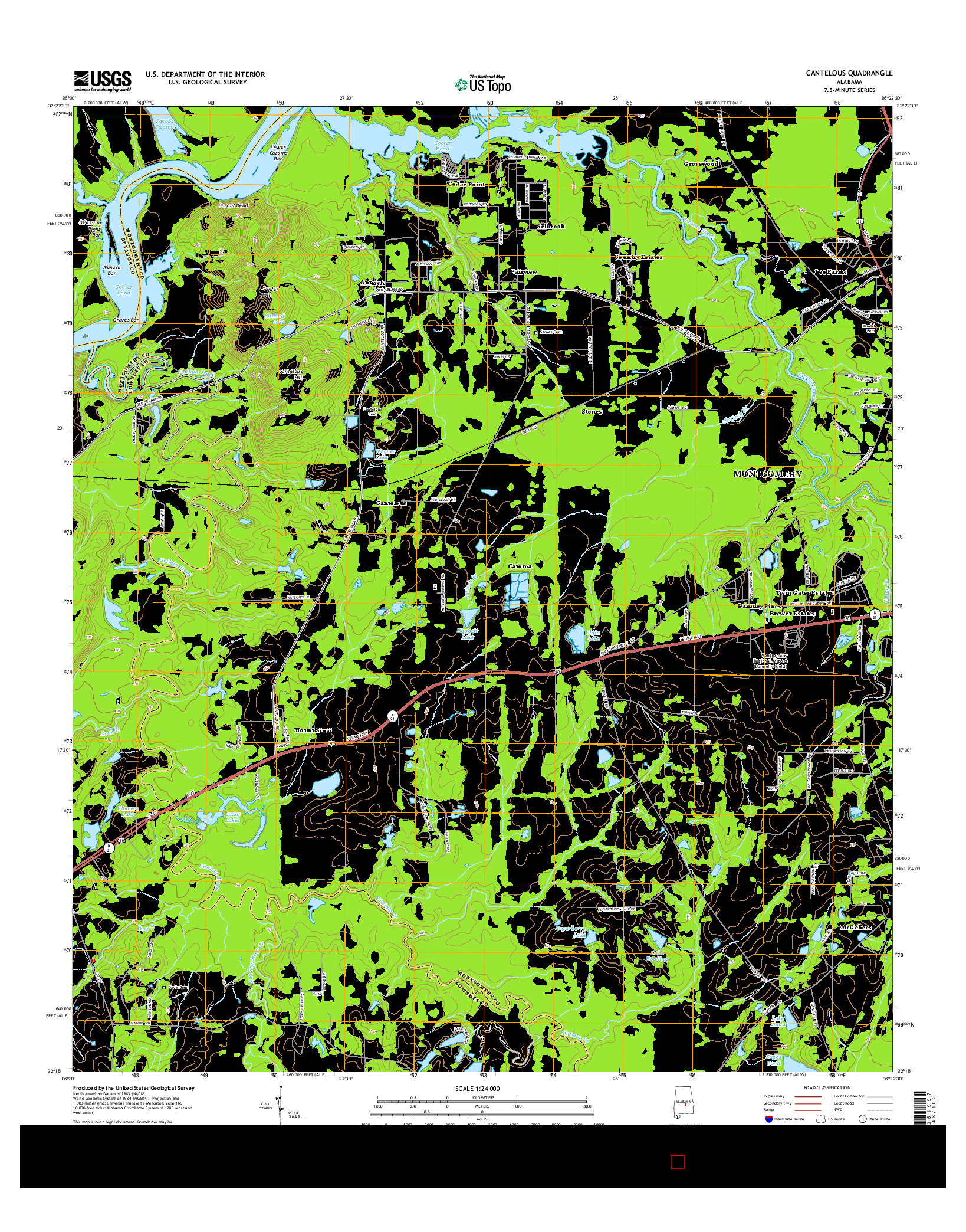 USGS US TOPO 7.5-MINUTE MAP FOR CANTELOUS, AL 2014