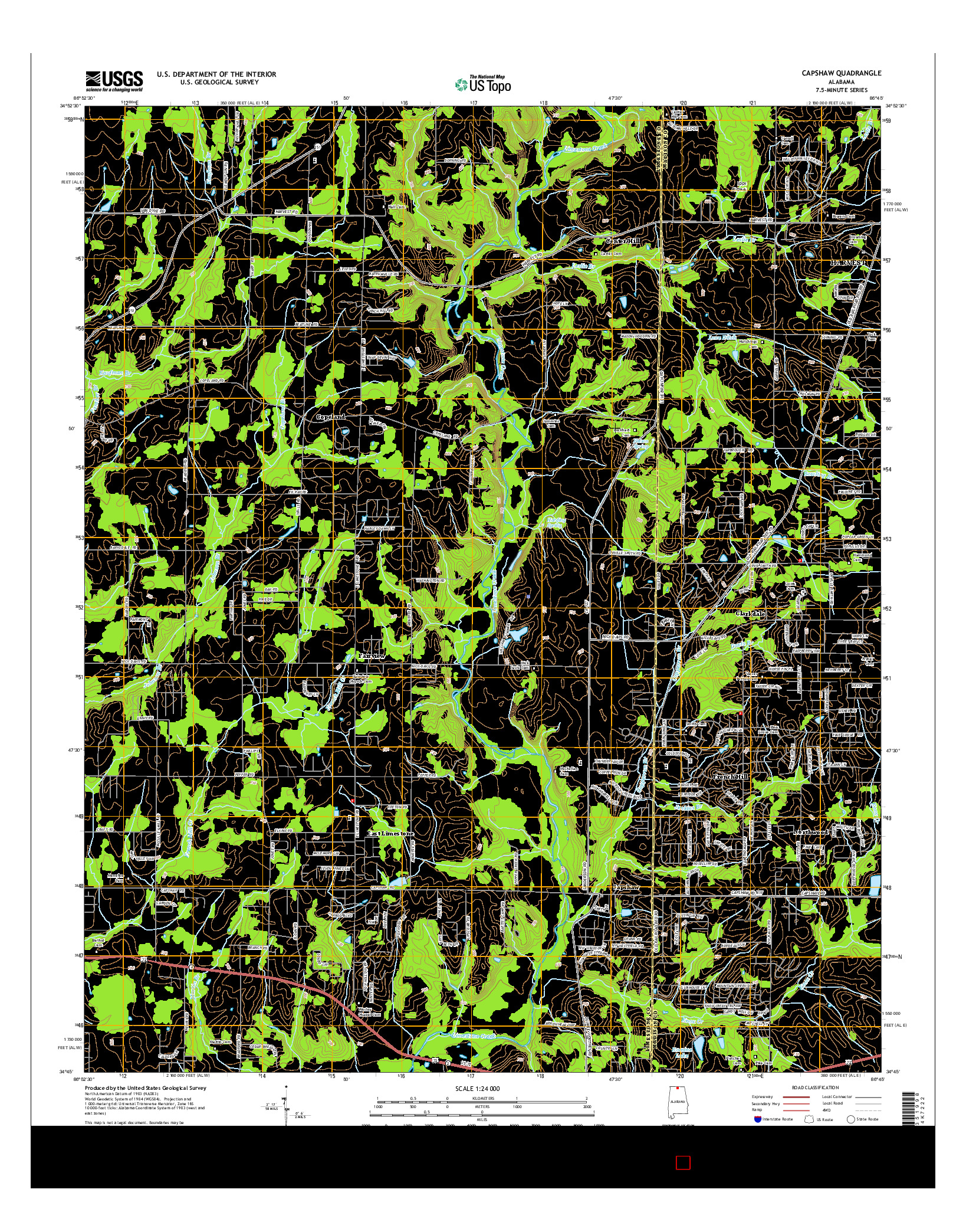 USGS US TOPO 7.5-MINUTE MAP FOR CAPSHAW, AL 2014