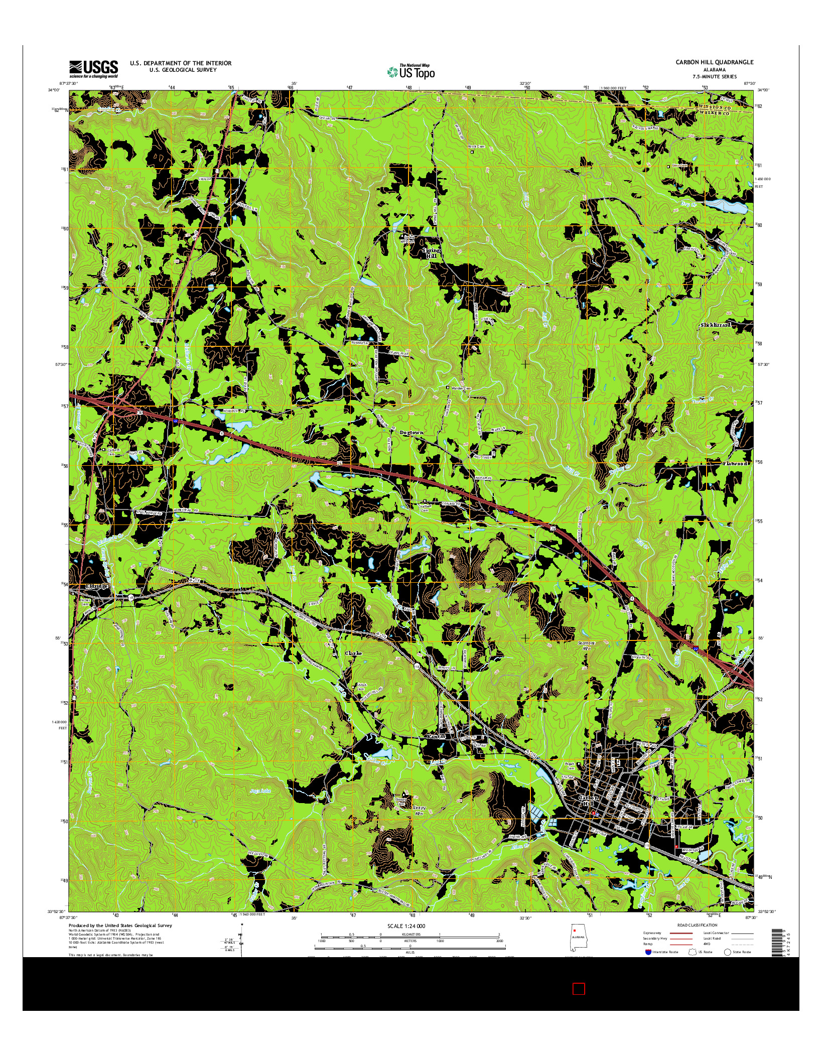 USGS US TOPO 7.5-MINUTE MAP FOR CARBON HILL, AL 2014