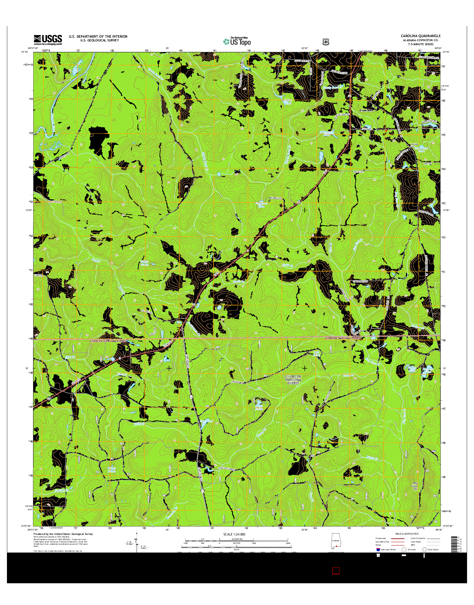 USGS US TOPO 7.5-MINUTE MAP FOR CAROLINA, AL 2014