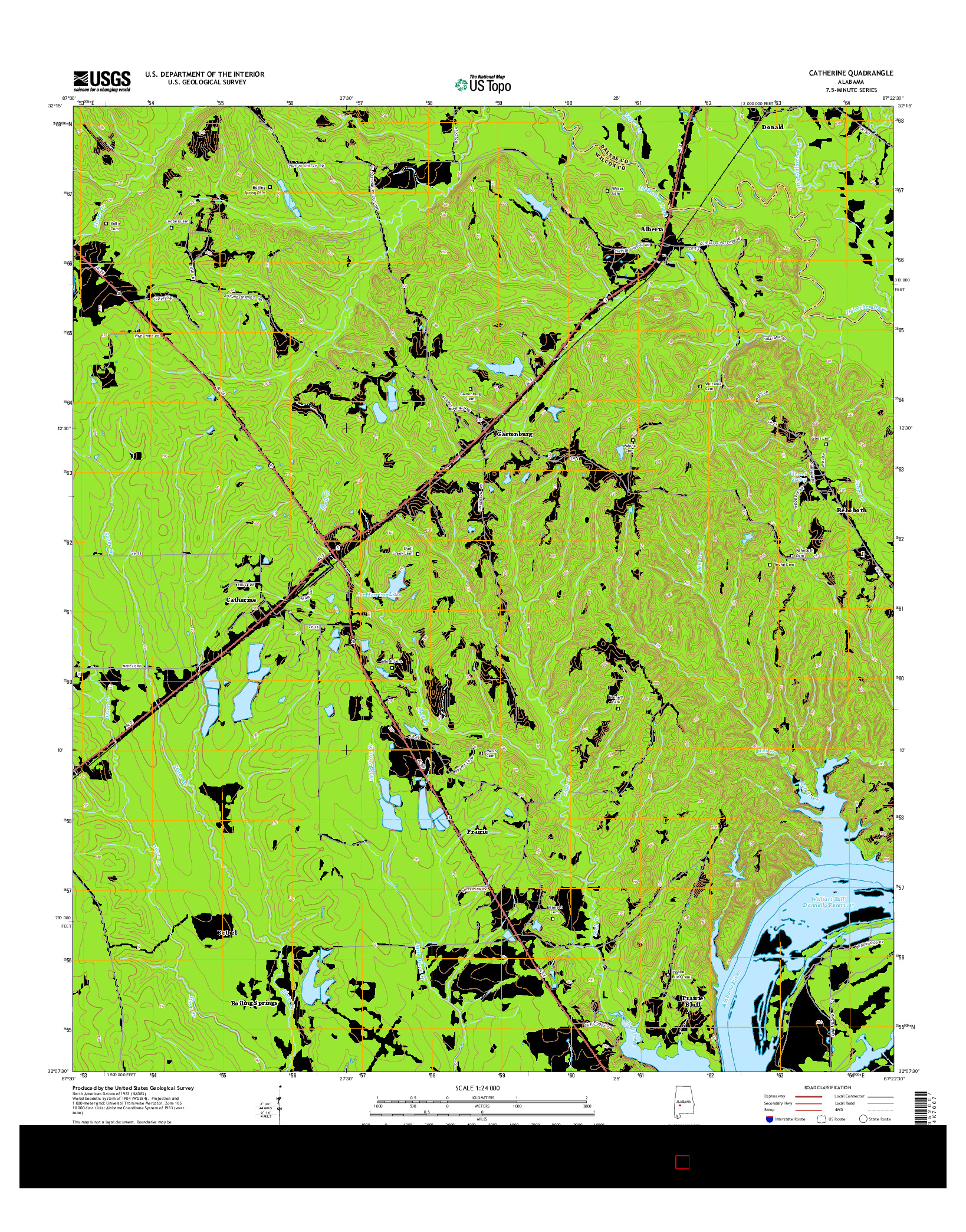 USGS US TOPO 7.5-MINUTE MAP FOR CATHERINE, AL 2014