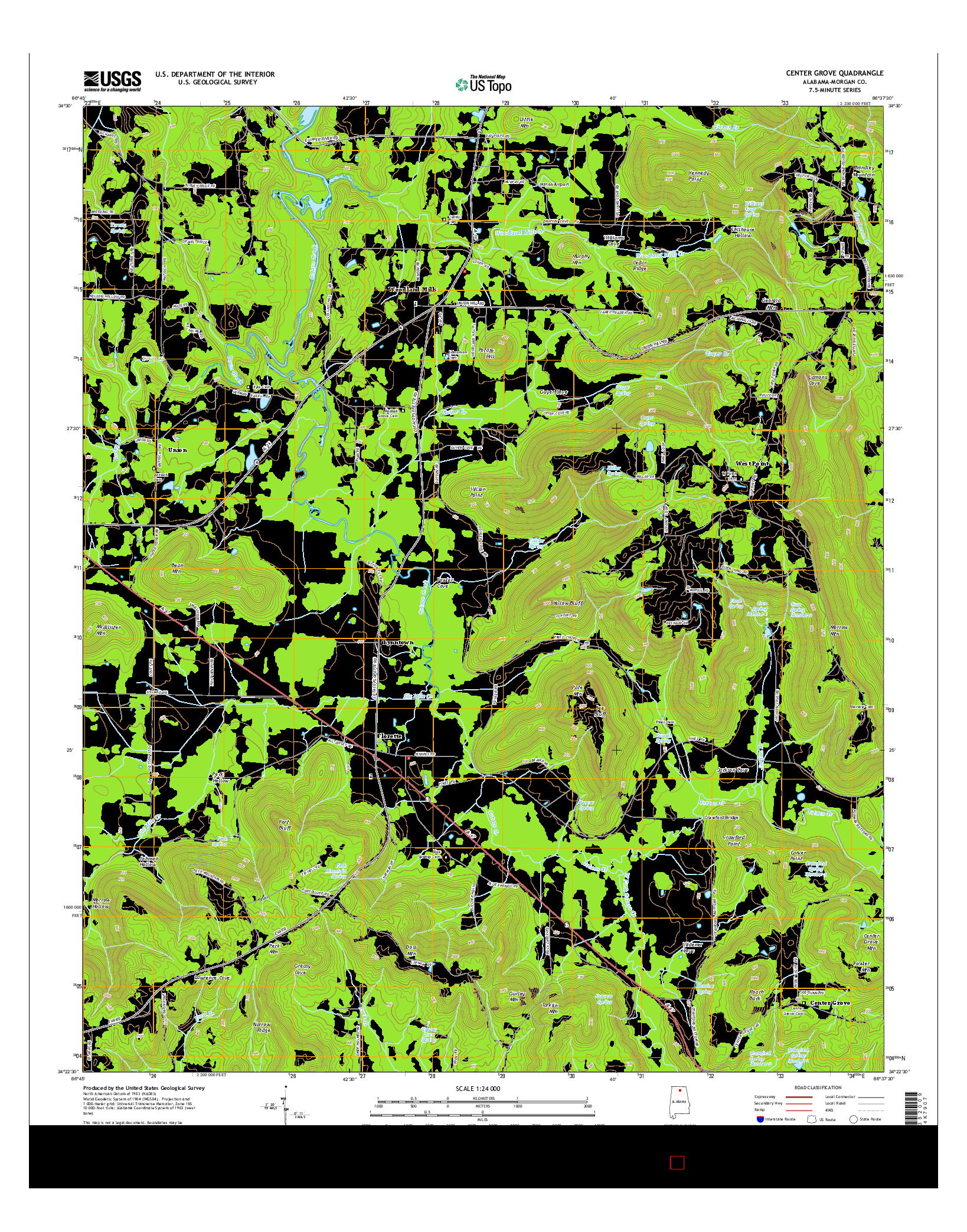 USGS US TOPO 7.5-MINUTE MAP FOR CENTER GROVE, AL 2014
