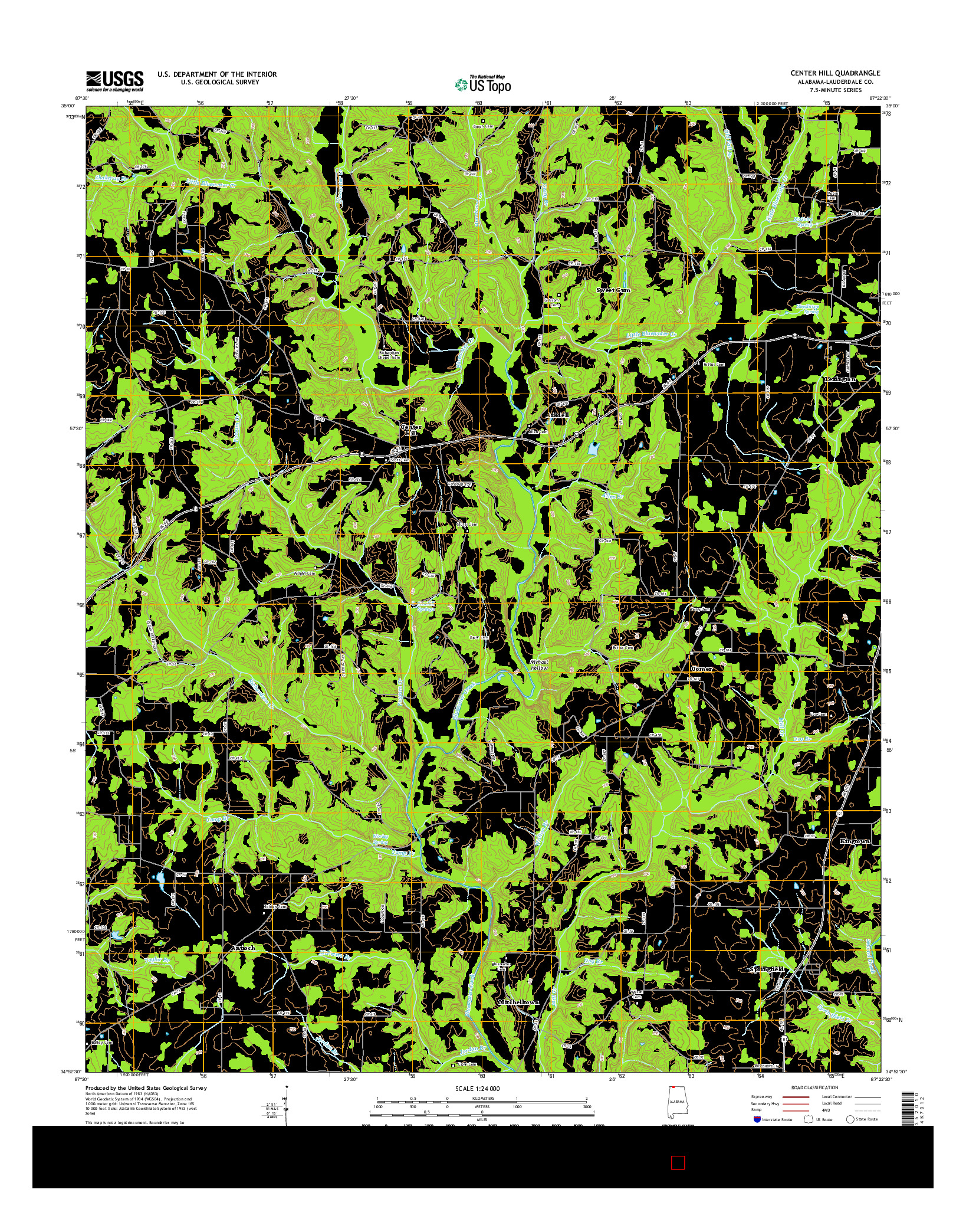 USGS US TOPO 7.5-MINUTE MAP FOR CENTER HILL, AL 2014