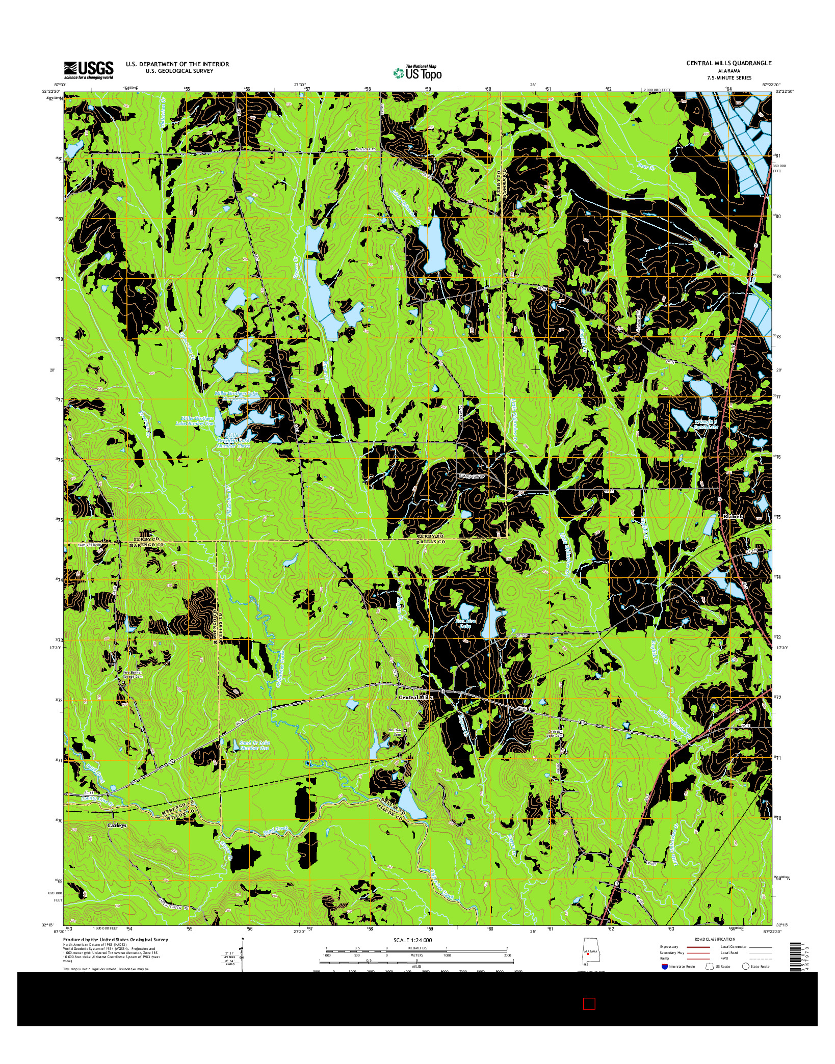 USGS US TOPO 7.5-MINUTE MAP FOR CENTRAL MILLS, AL 2014