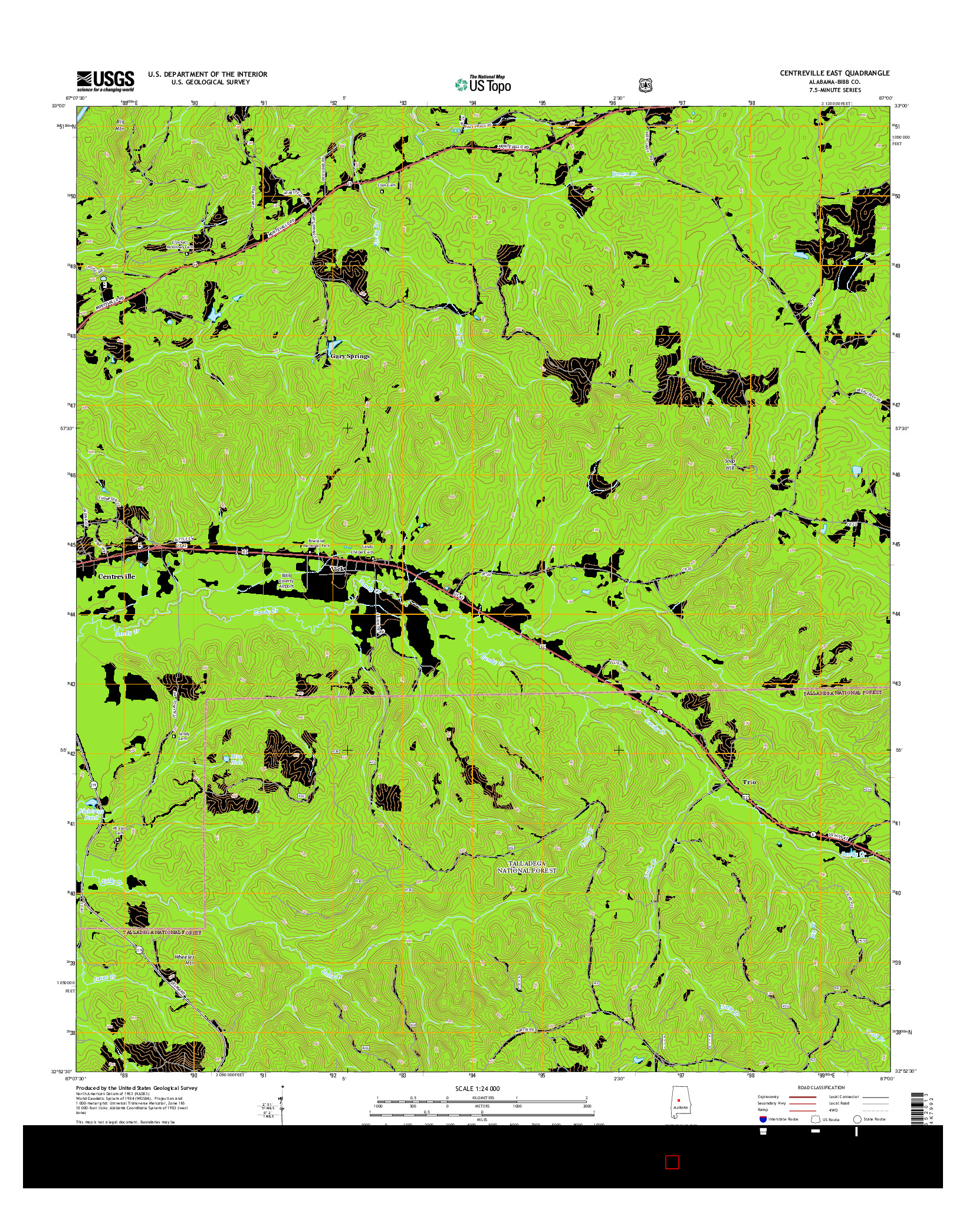 USGS US TOPO 7.5-MINUTE MAP FOR CENTREVILLE EAST, AL 2014