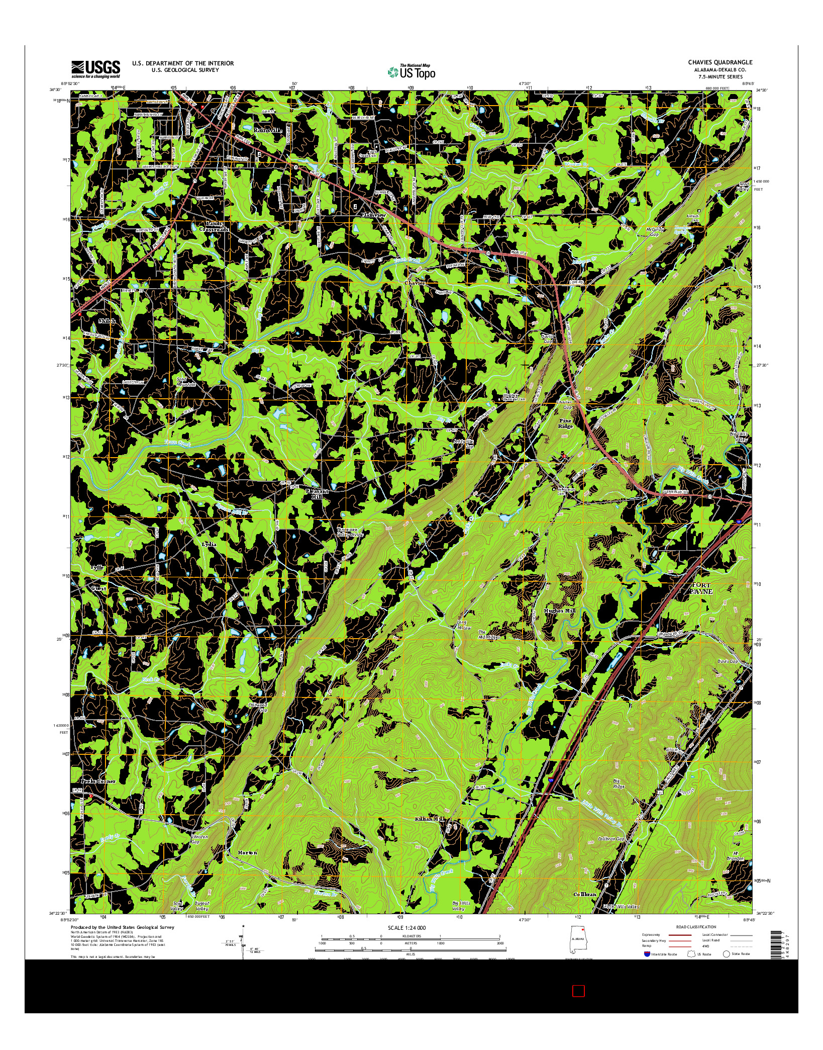 USGS US TOPO 7.5-MINUTE MAP FOR CHAVIES, AL 2014