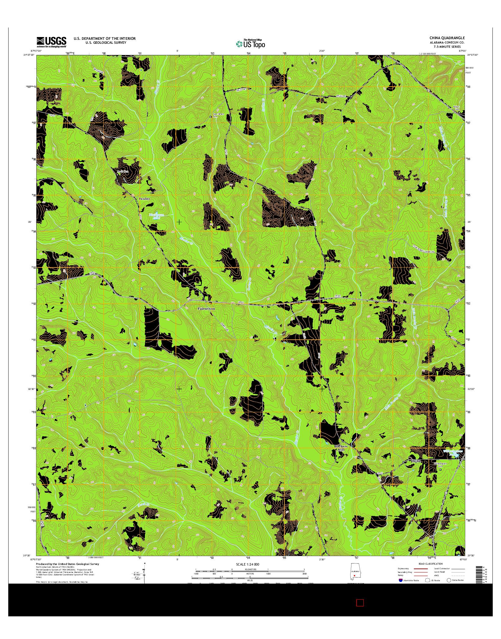 USGS US TOPO 7.5-MINUTE MAP FOR CHINA, AL 2014