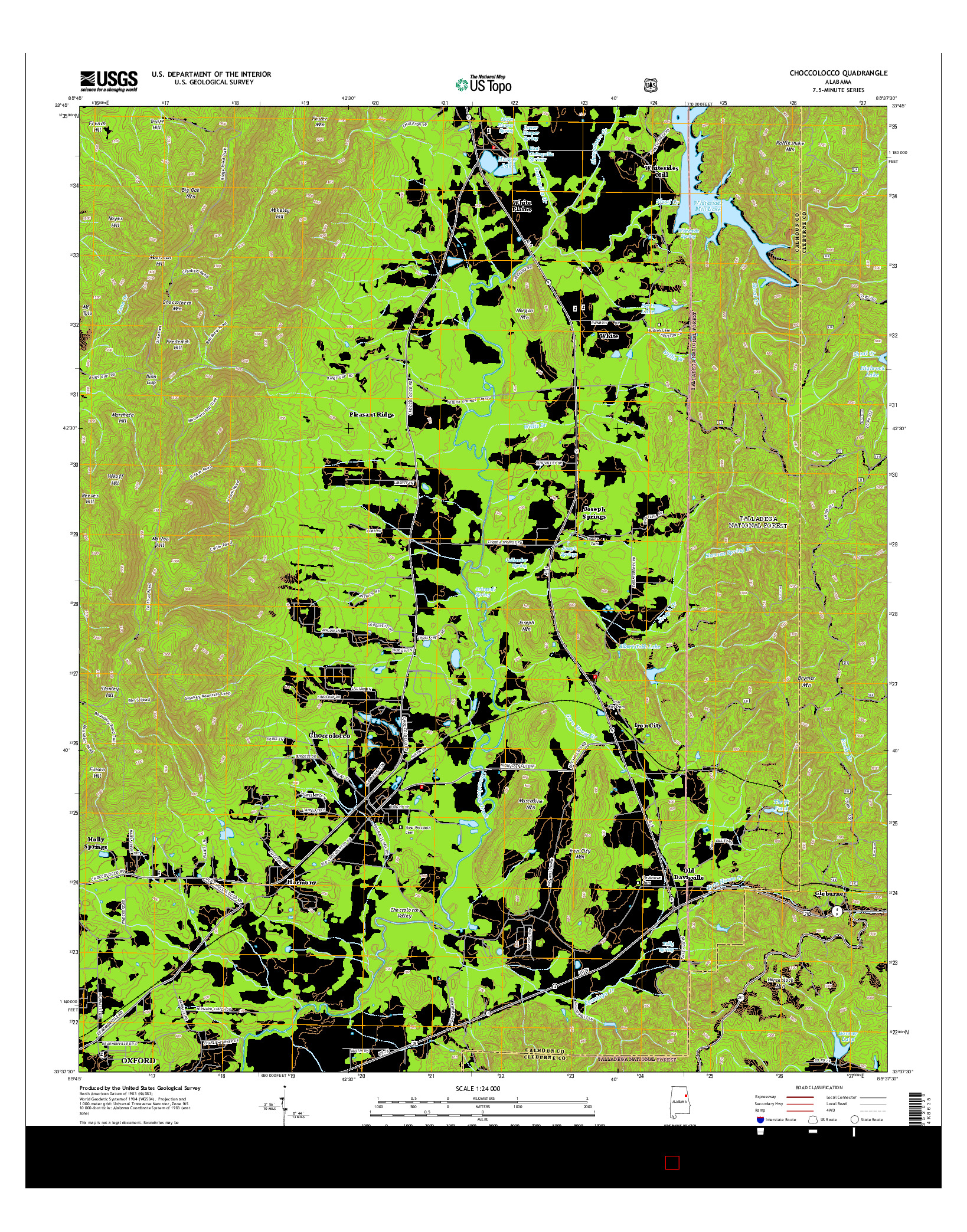 USGS US TOPO 7.5-MINUTE MAP FOR CHOCCOLOCCO, AL 2014