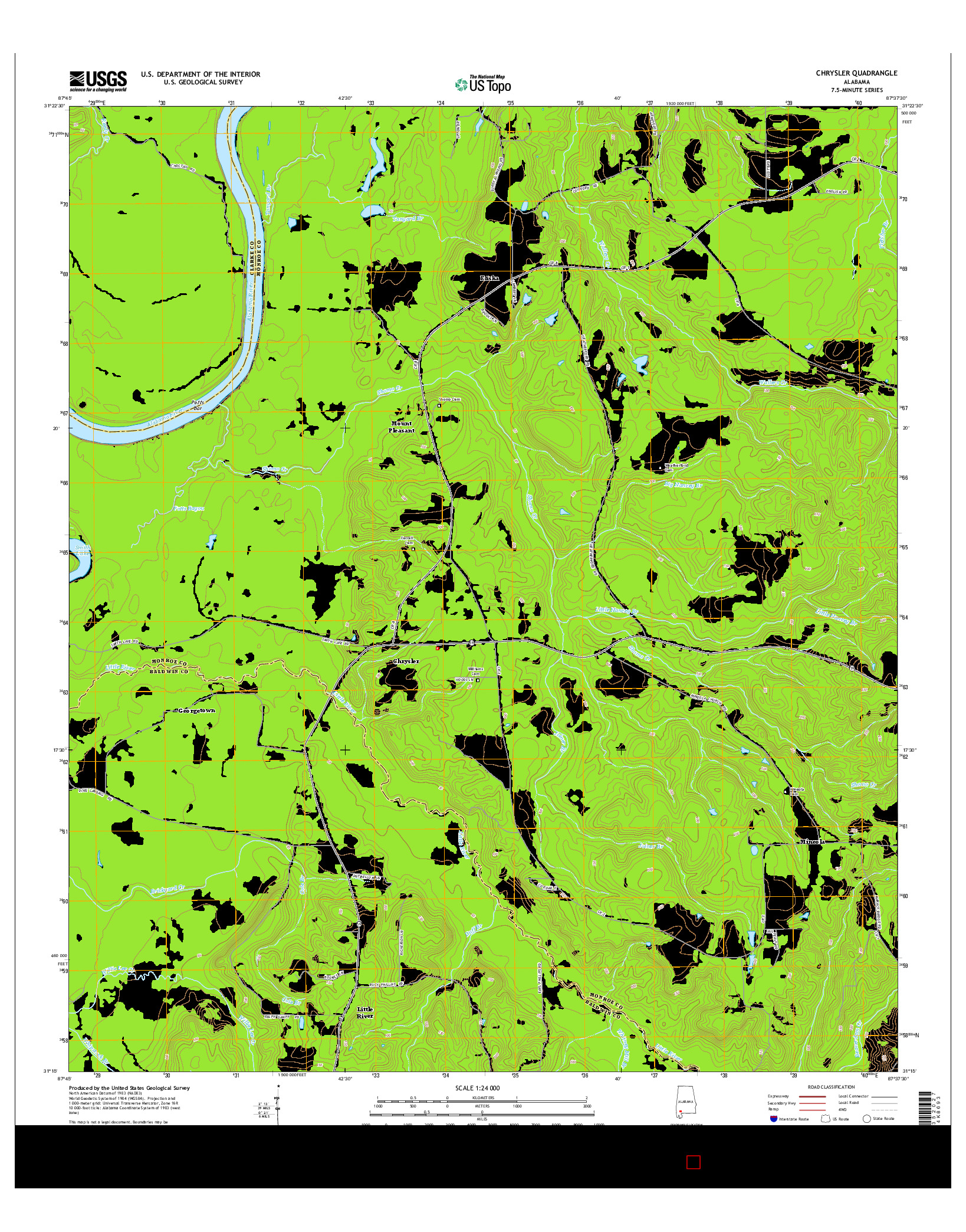 USGS US TOPO 7.5-MINUTE MAP FOR CHRYSLER, AL 2014