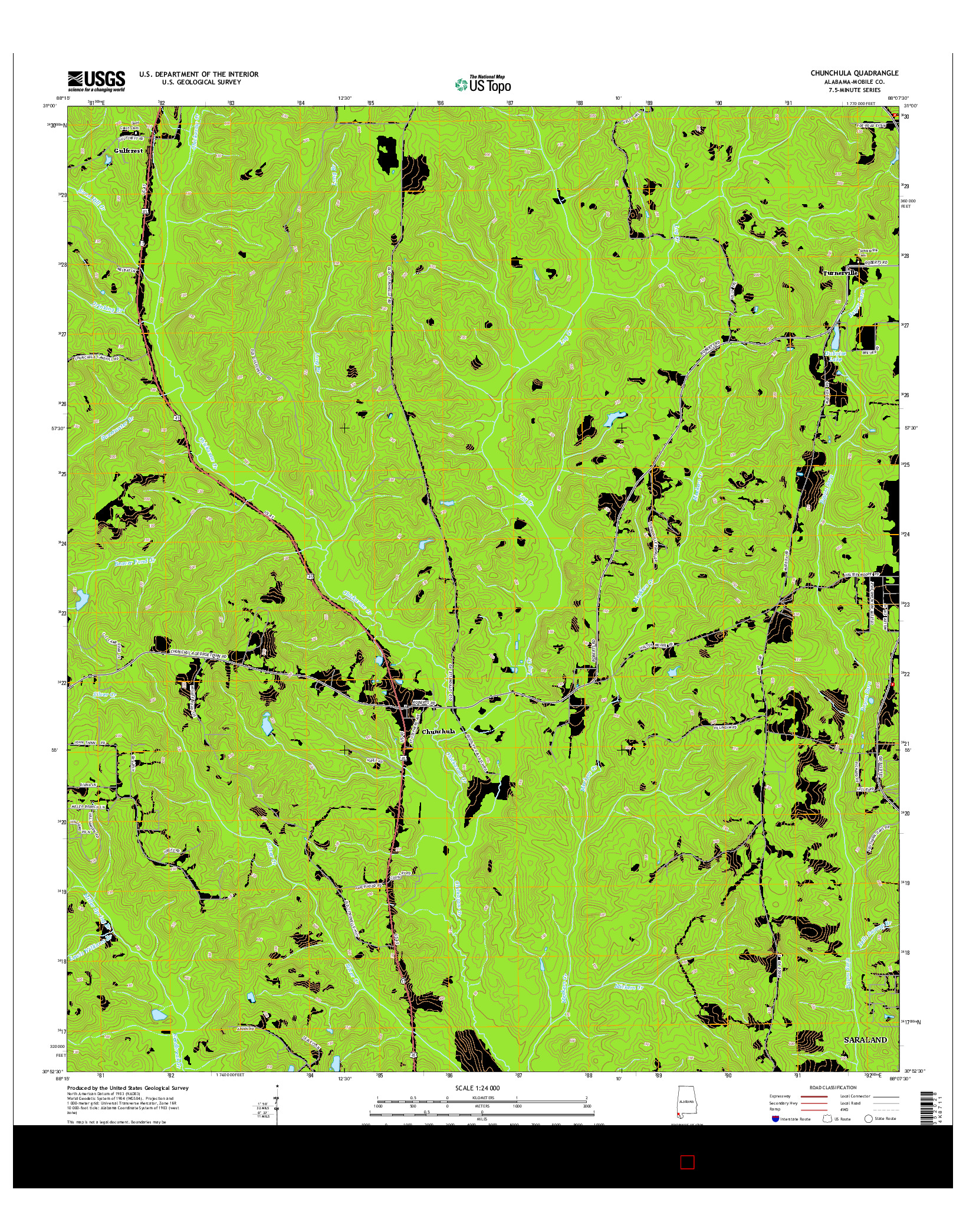 USGS US TOPO 7.5-MINUTE MAP FOR CHUNCHULA, AL 2014