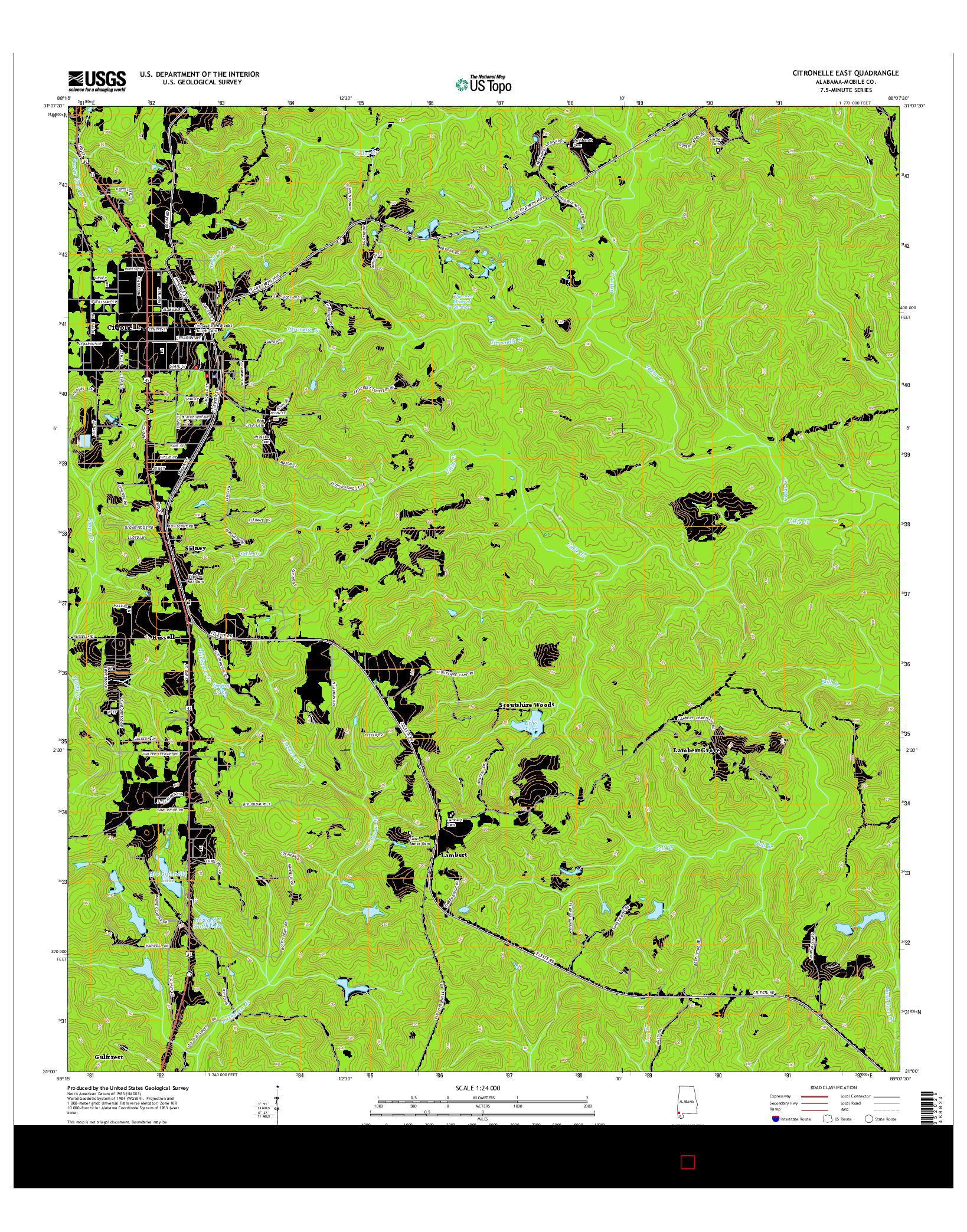 USGS US TOPO 7.5-MINUTE MAP FOR CITRONELLE EAST, AL 2014