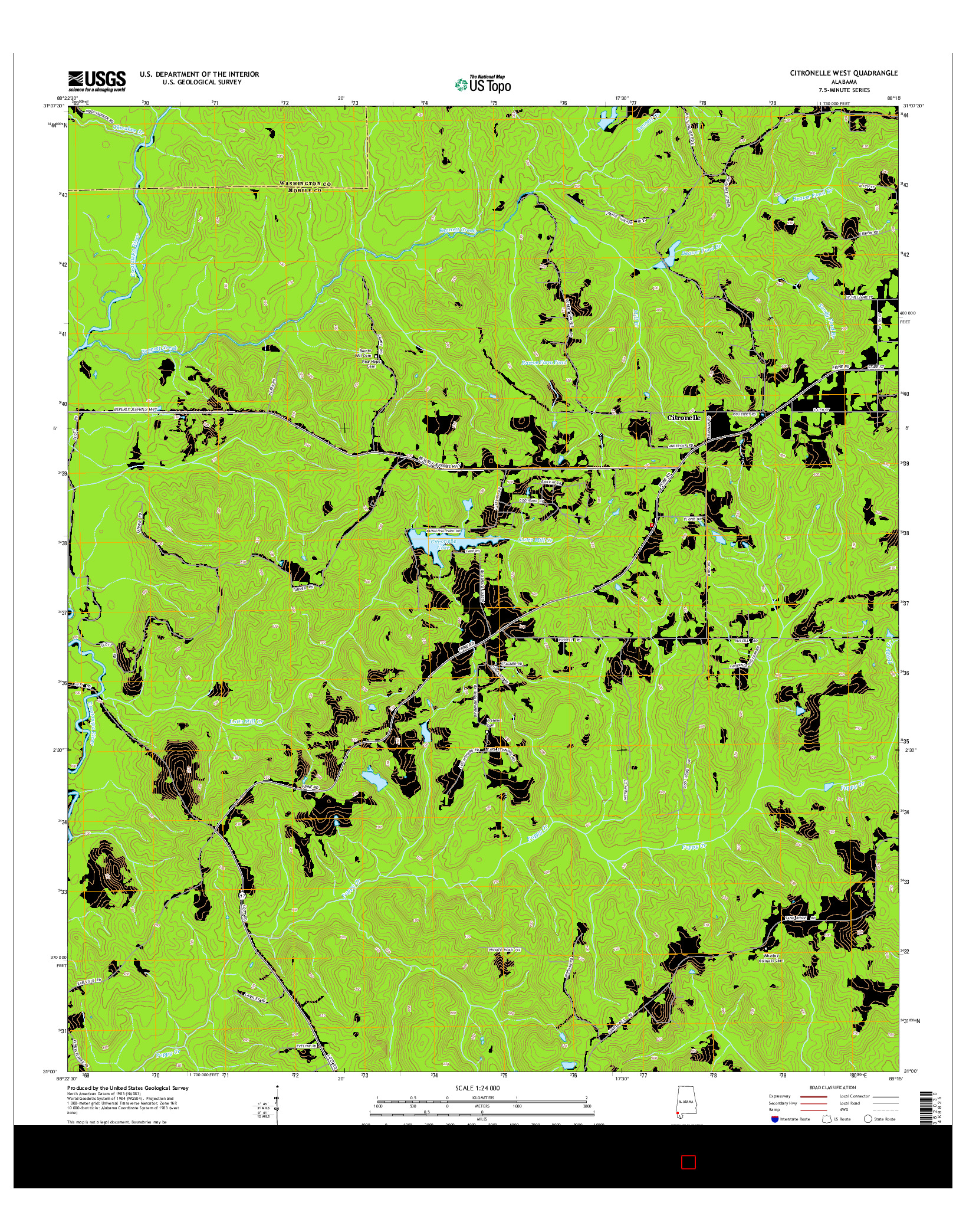USGS US TOPO 7.5-MINUTE MAP FOR CITRONELLE WEST, AL 2014