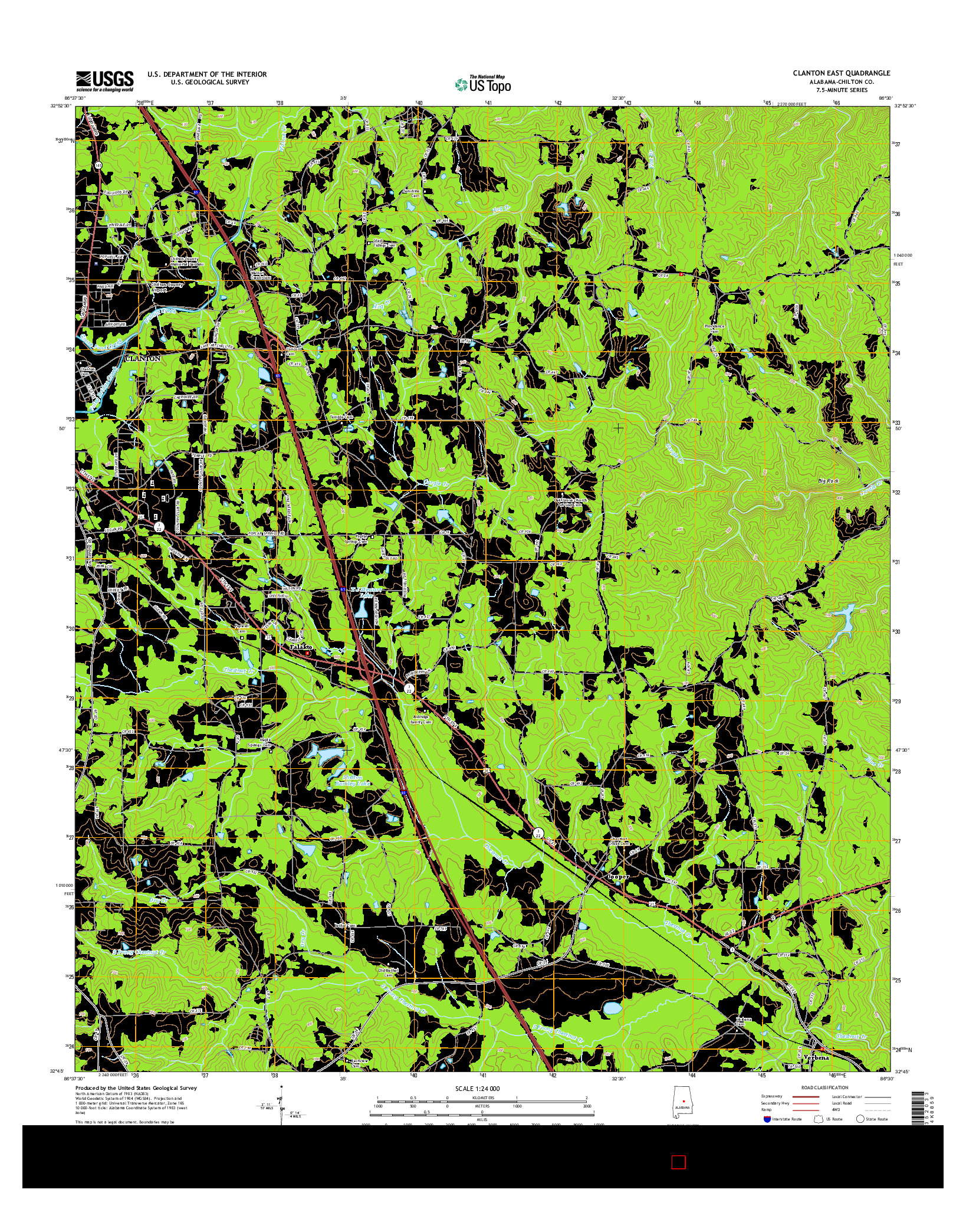 USGS US TOPO 7.5-MINUTE MAP FOR CLANTON EAST, AL 2014