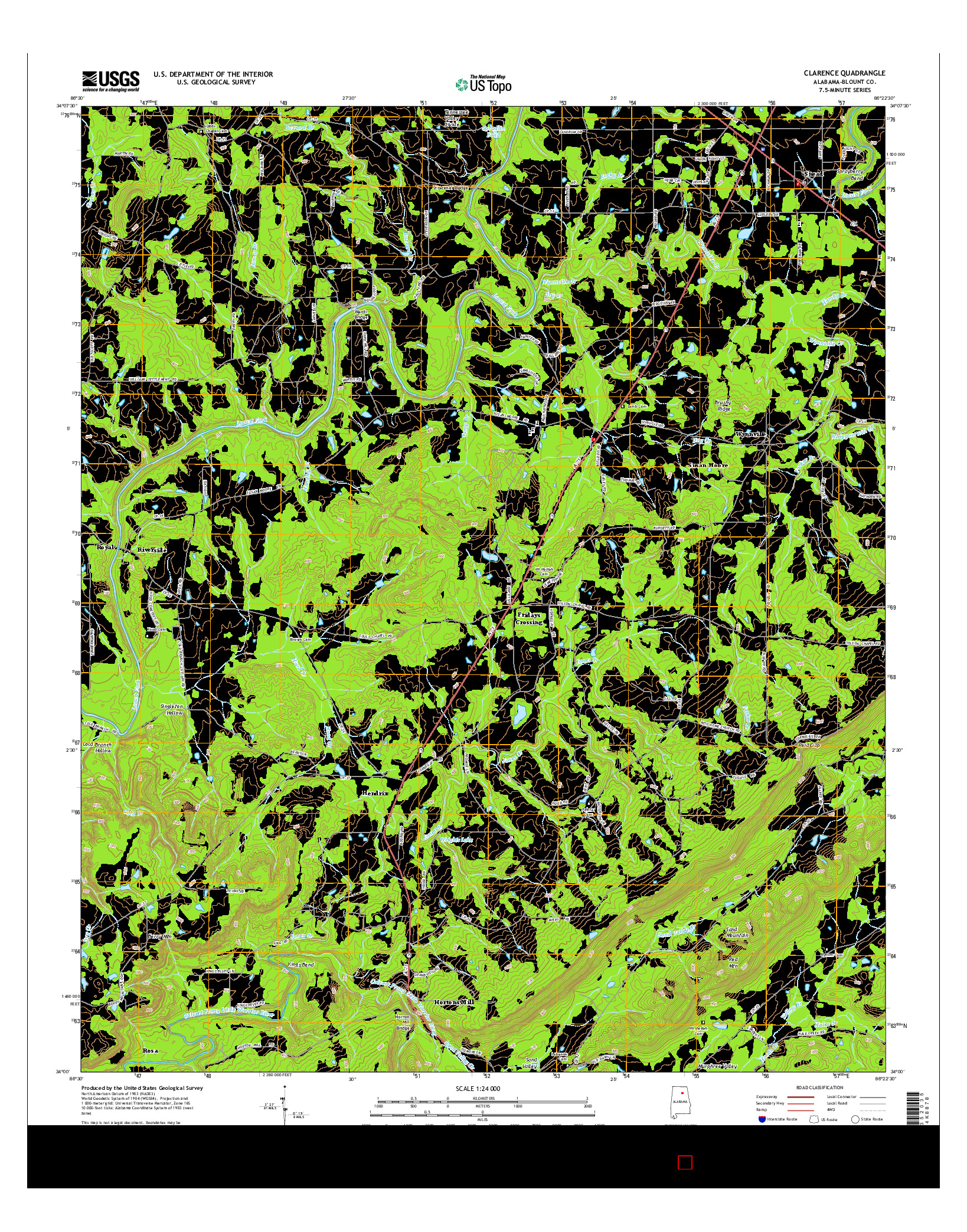 USGS US TOPO 7.5-MINUTE MAP FOR CLARENCE, AL 2014