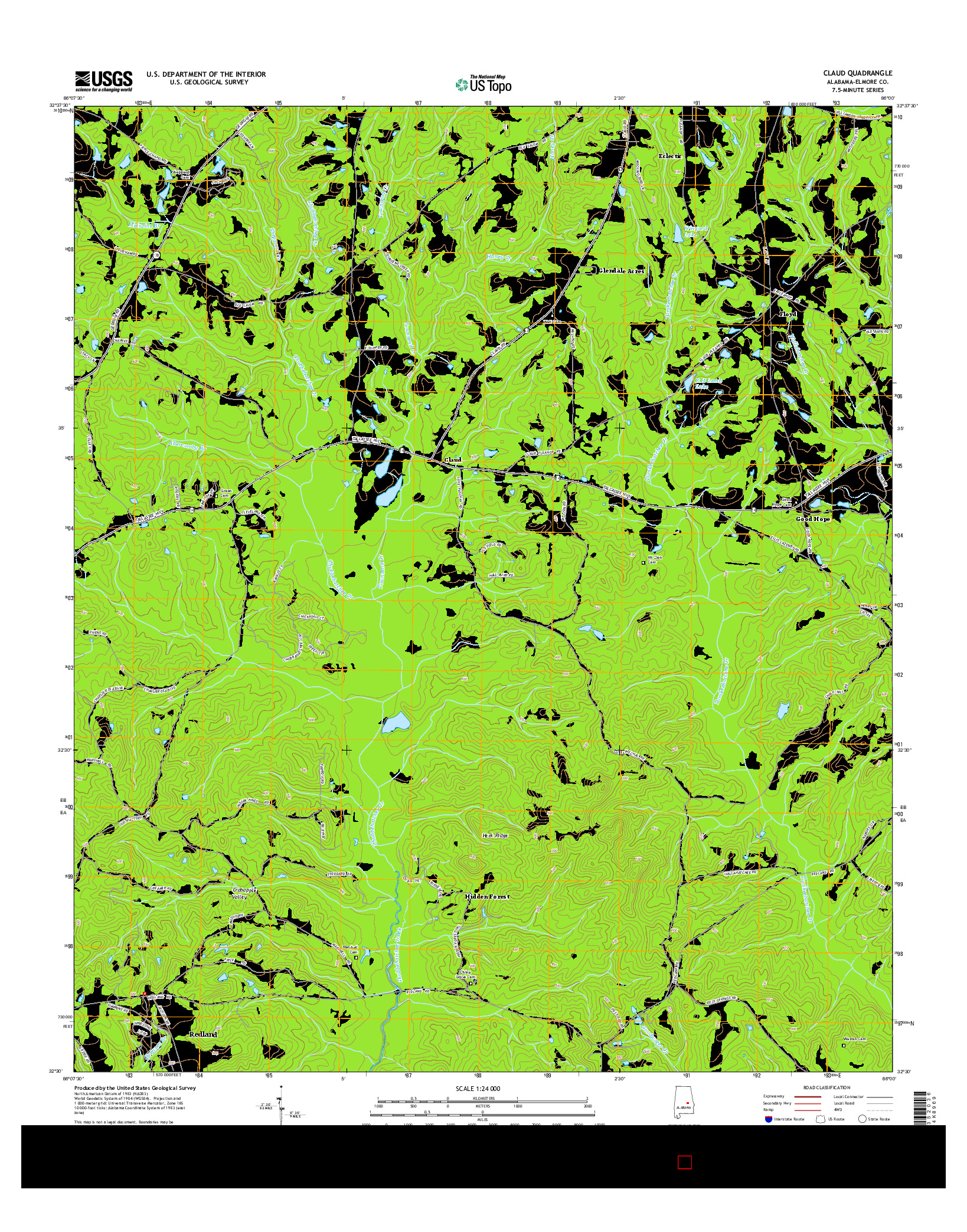 USGS US TOPO 7.5-MINUTE MAP FOR CLAUD, AL 2014