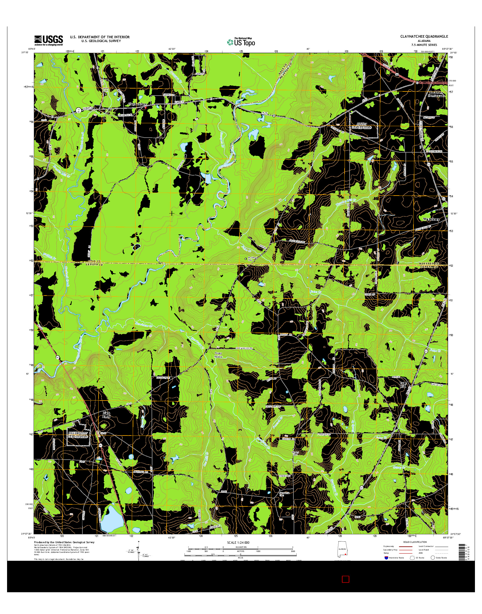 USGS US TOPO 7.5-MINUTE MAP FOR CLAYHATCHEE, AL 2014