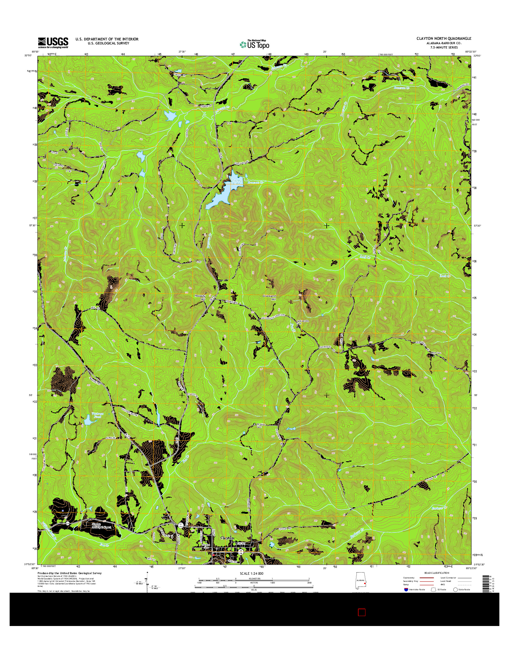 USGS US TOPO 7.5-MINUTE MAP FOR CLAYTON NORTH, AL 2014