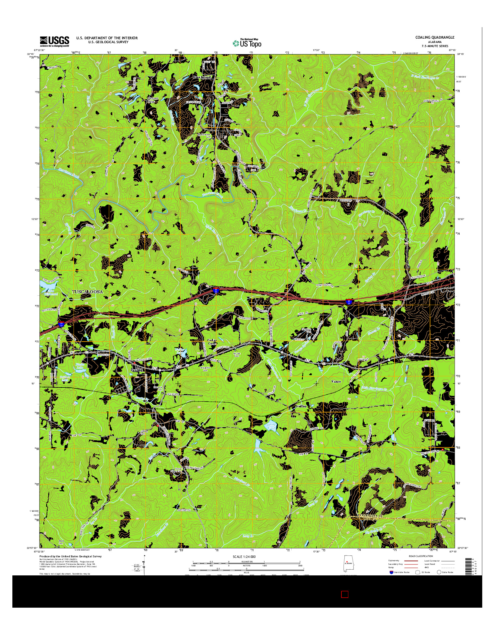 USGS US TOPO 7.5-MINUTE MAP FOR COALING, AL 2014