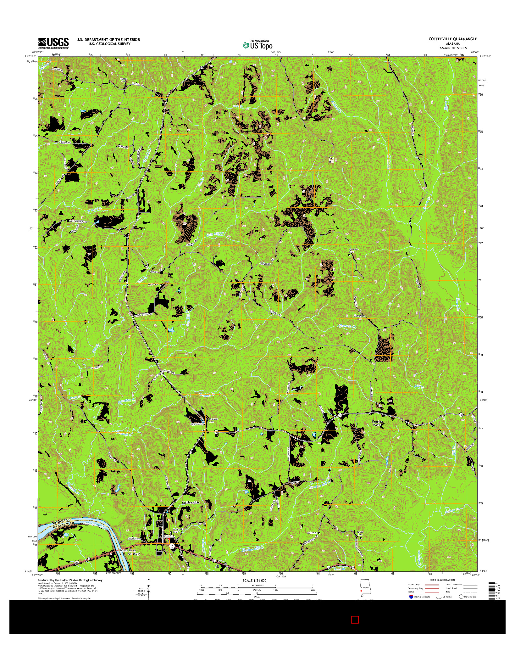 USGS US TOPO 7.5-MINUTE MAP FOR COFFEEVILLE, AL 2014