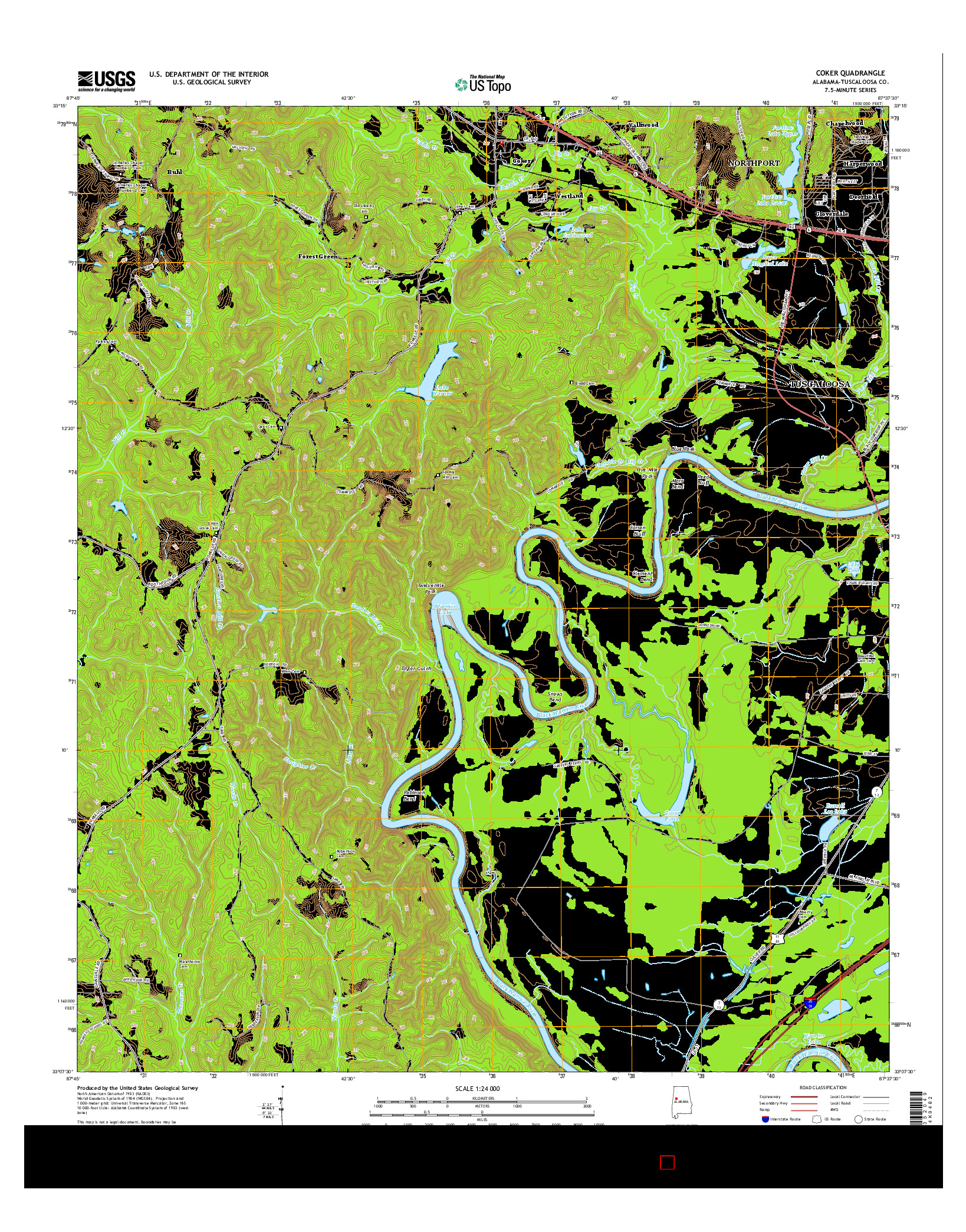 USGS US TOPO 7.5-MINUTE MAP FOR COKER, AL 2014