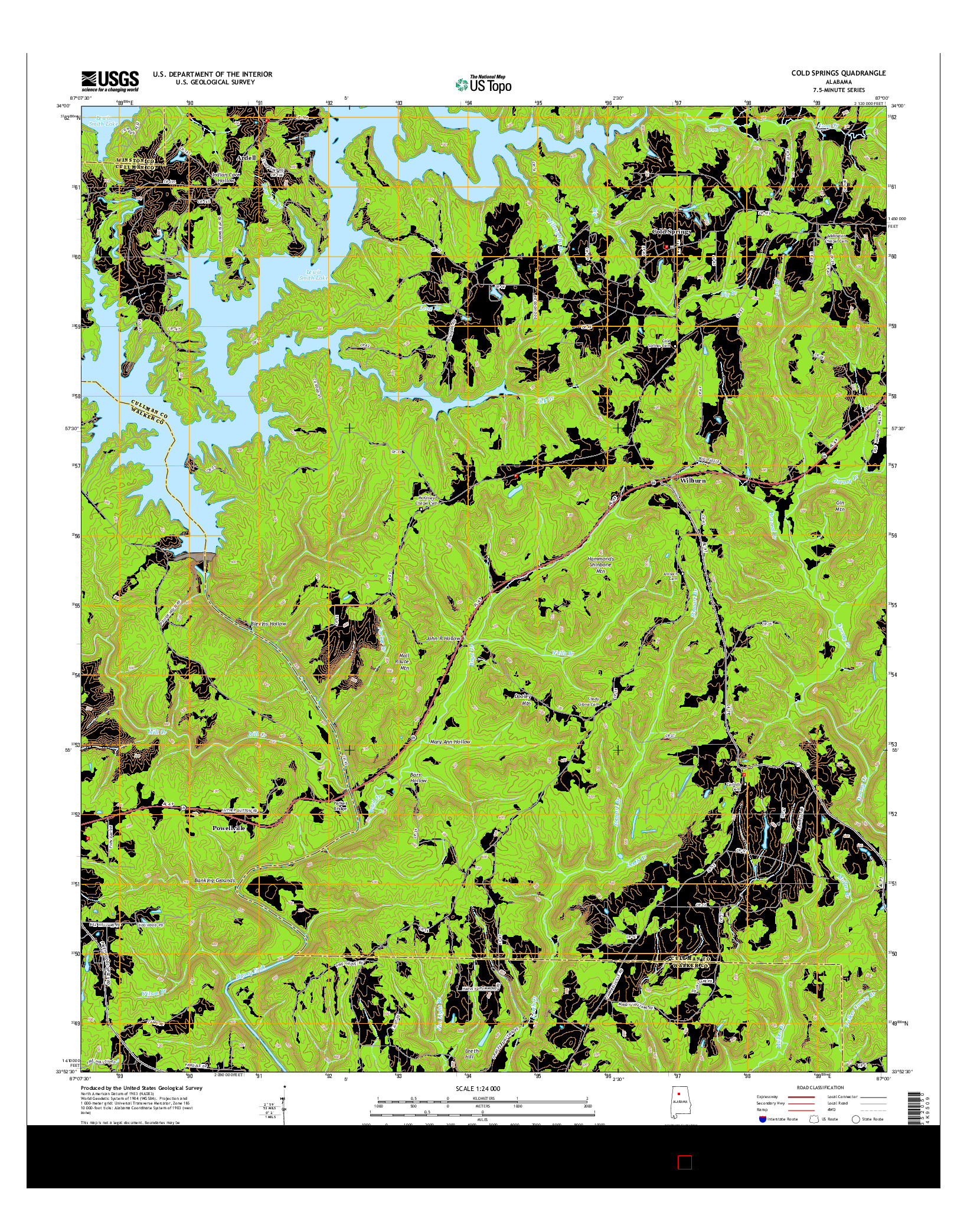 USGS US TOPO 7.5-MINUTE MAP FOR COLD SPRINGS, AL 2014