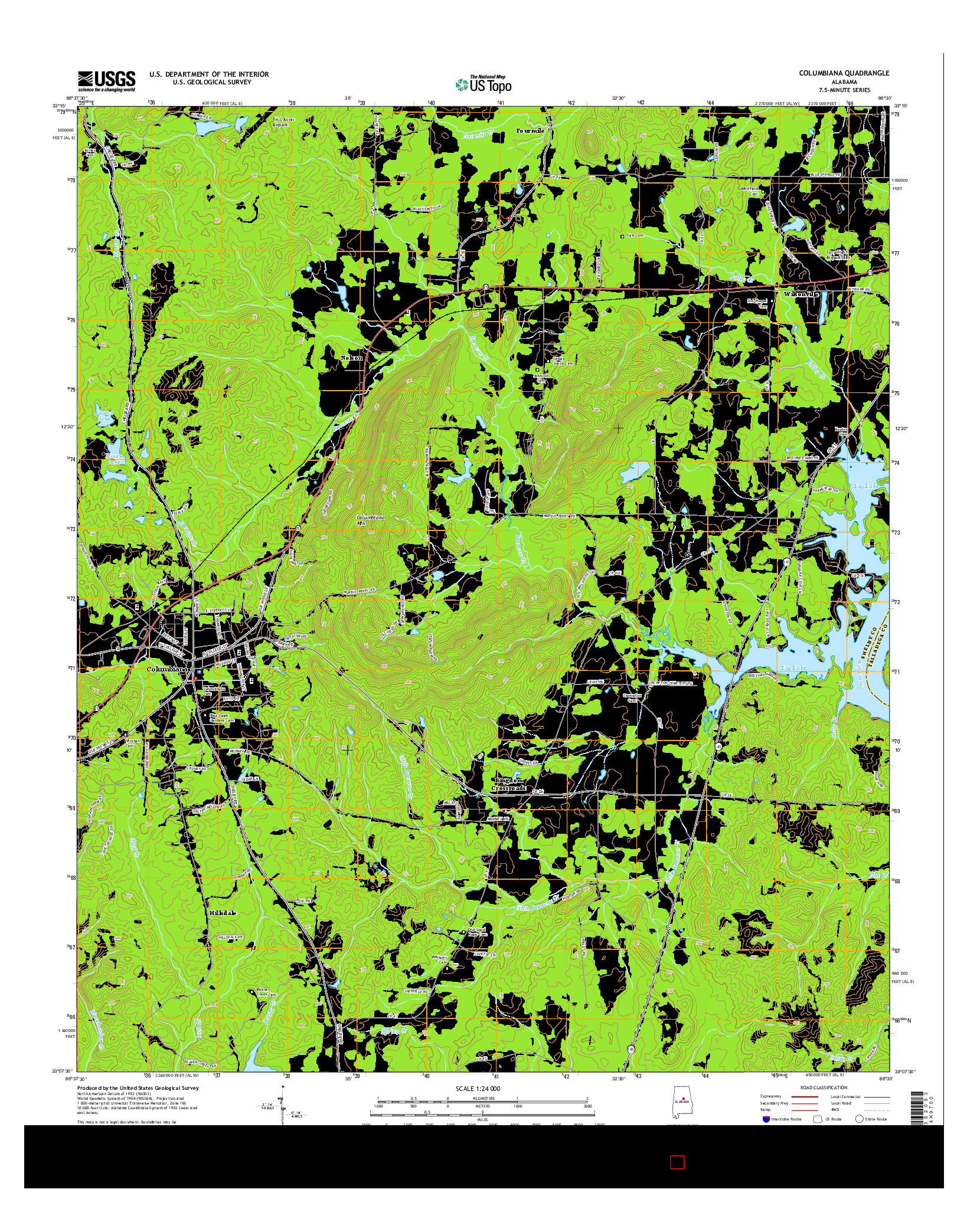 USGS US TOPO 7.5-MINUTE MAP FOR COLUMBIANA, AL 2014