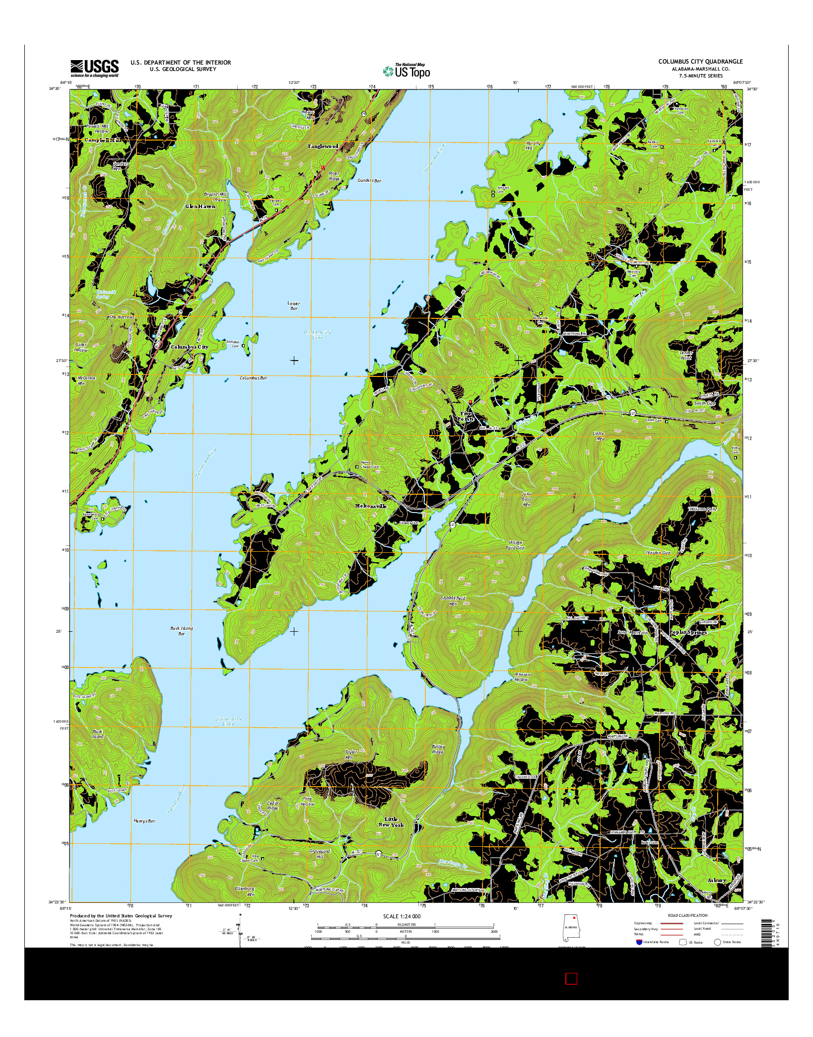 USGS US TOPO 7.5-MINUTE MAP FOR COLUMBUS CITY, AL 2014