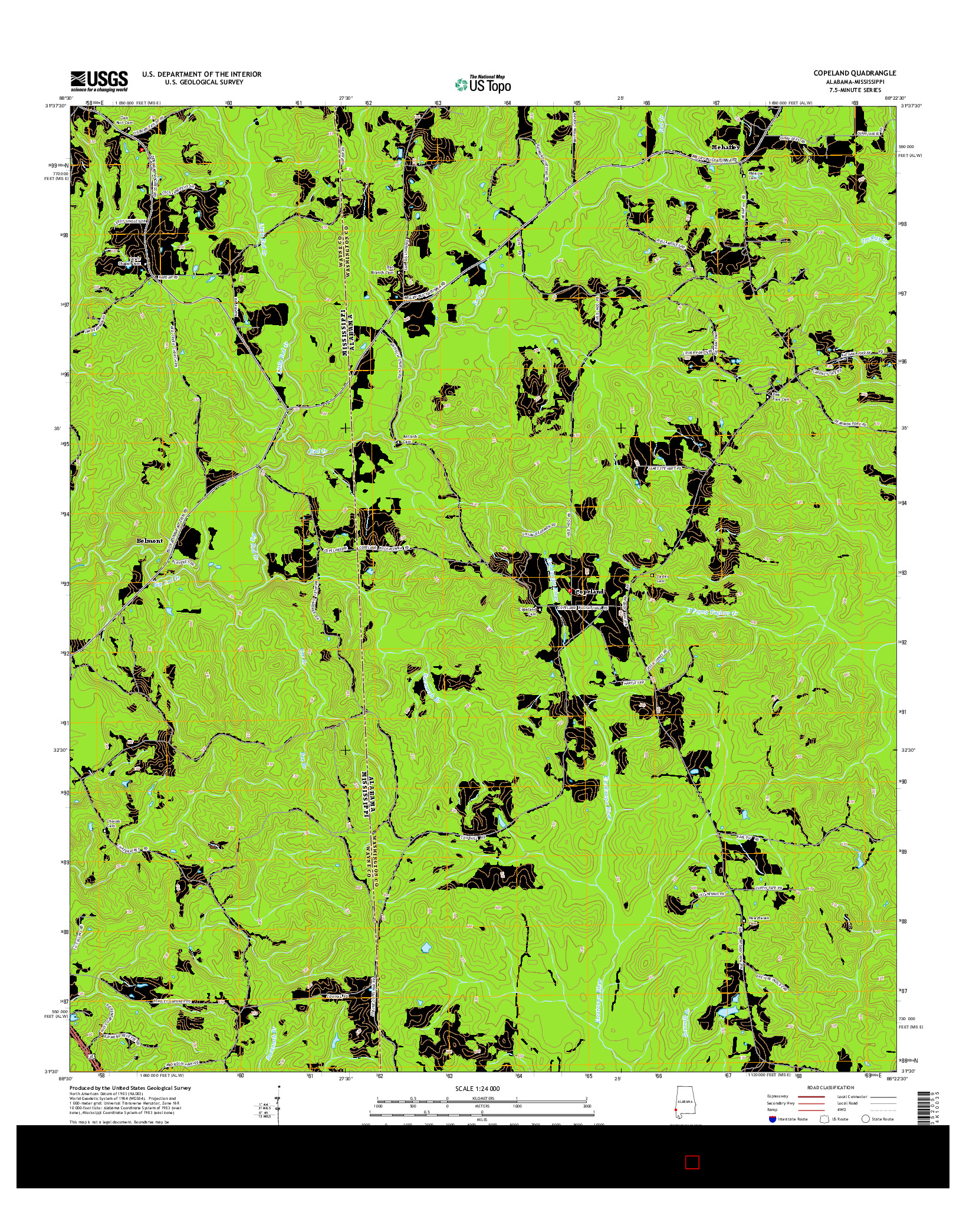 USGS US TOPO 7.5-MINUTE MAP FOR COPELAND, AL-MS 2014