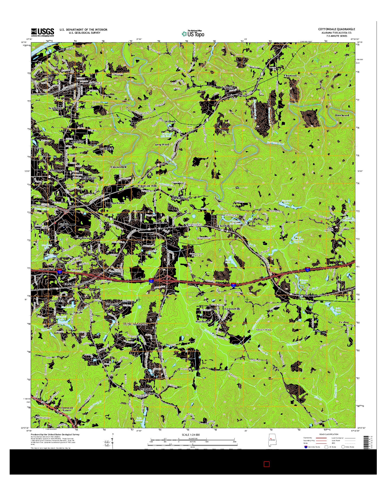 USGS US TOPO 7.5-MINUTE MAP FOR COTTONDALE, AL 2014