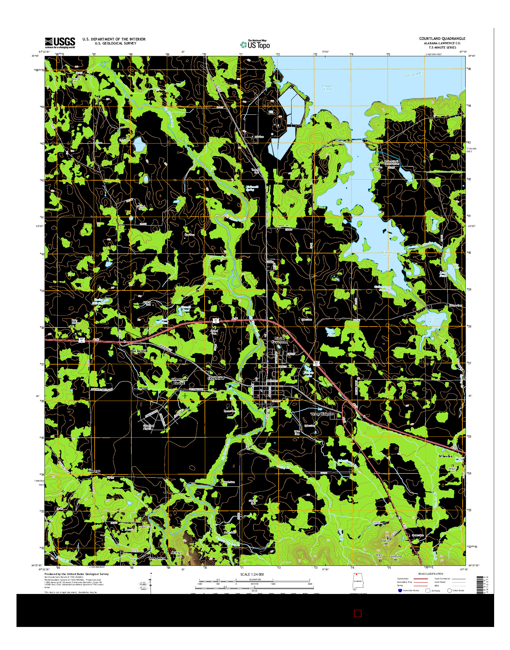 USGS US TOPO 7.5-MINUTE MAP FOR COURTLAND, AL 2014