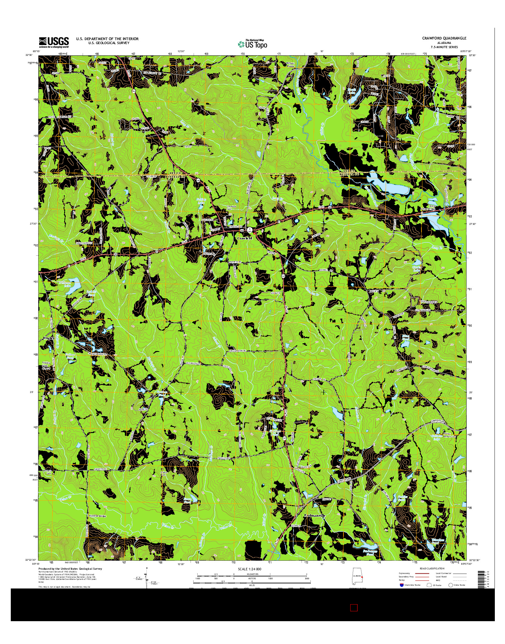 USGS US TOPO 7.5-MINUTE MAP FOR CRAWFORD, AL 2014