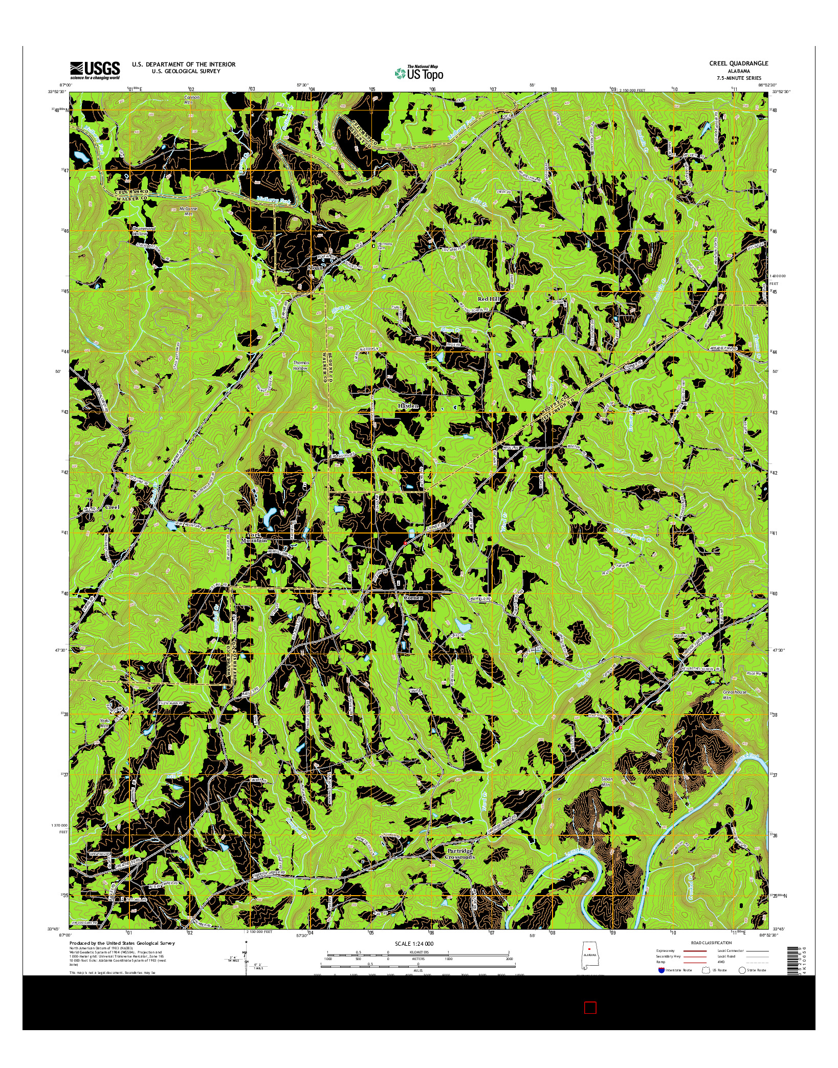 USGS US TOPO 7.5-MINUTE MAP FOR CREEL, AL 2014