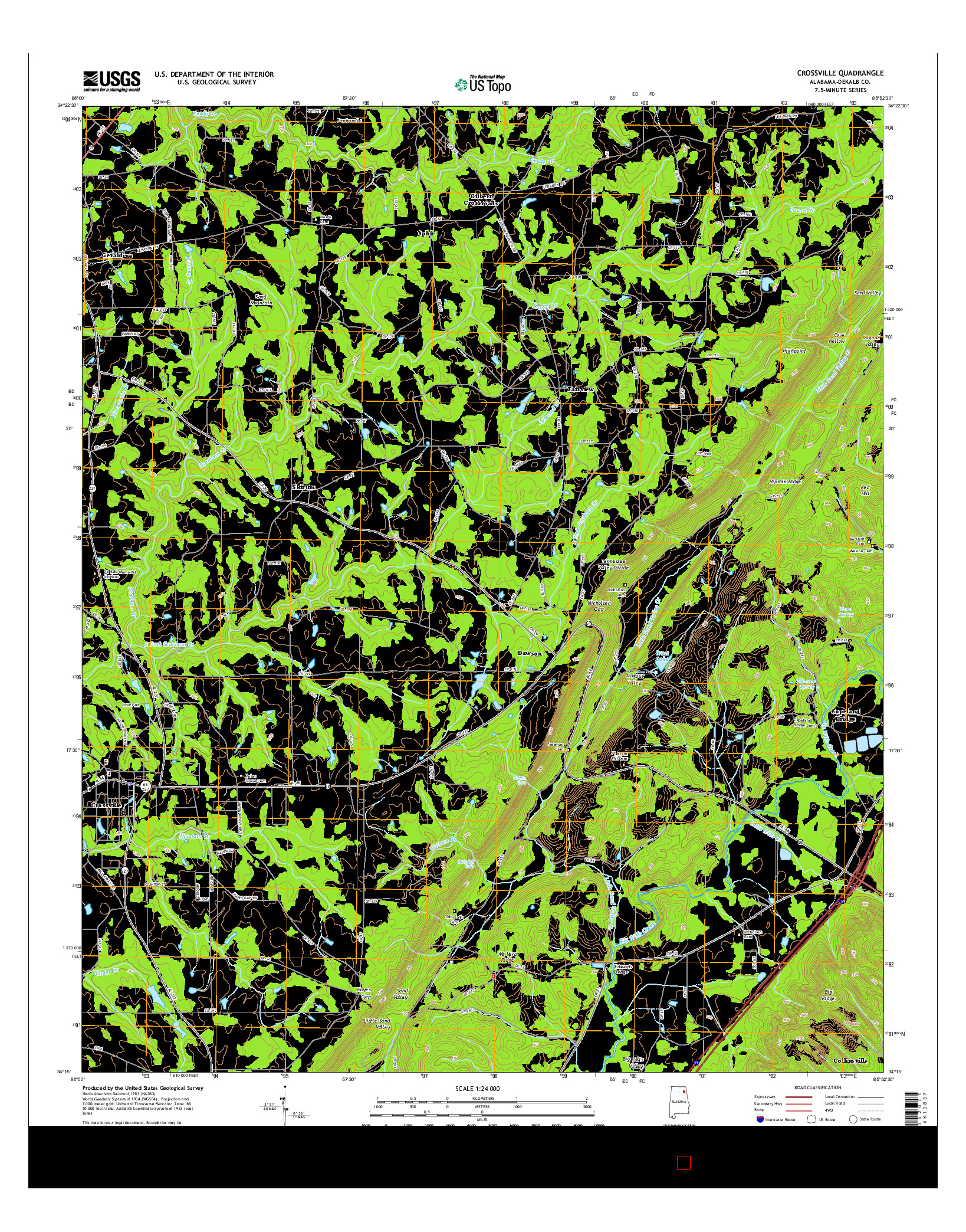 USGS US TOPO 7.5-MINUTE MAP FOR CROSSVILLE, AL 2014