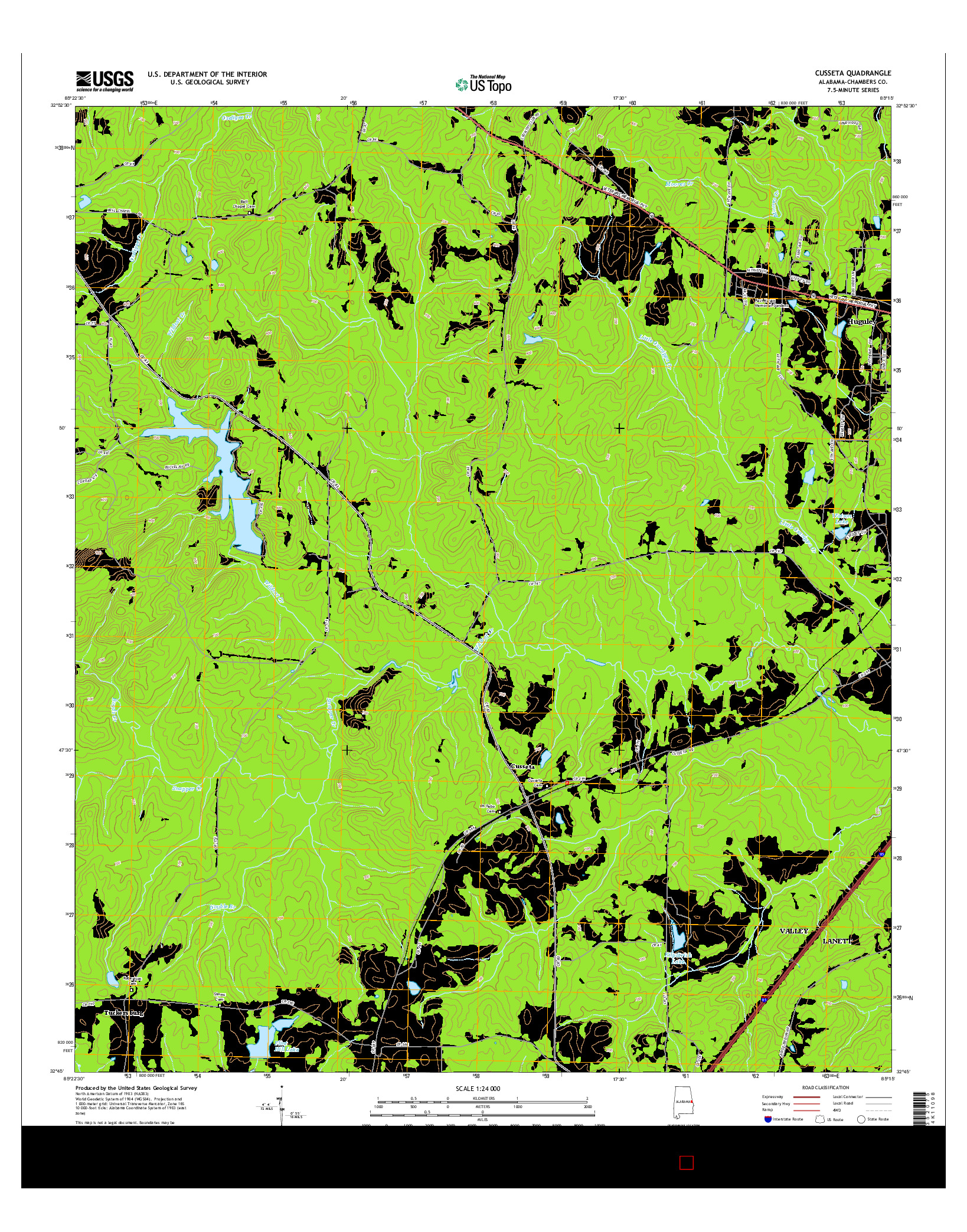 USGS US TOPO 7.5-MINUTE MAP FOR CUSSETA, AL 2014