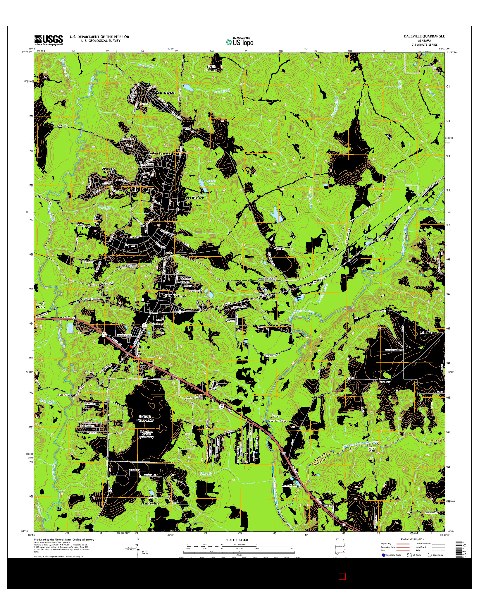 USGS US TOPO 7.5-MINUTE MAP FOR DALEVILLE, AL 2014