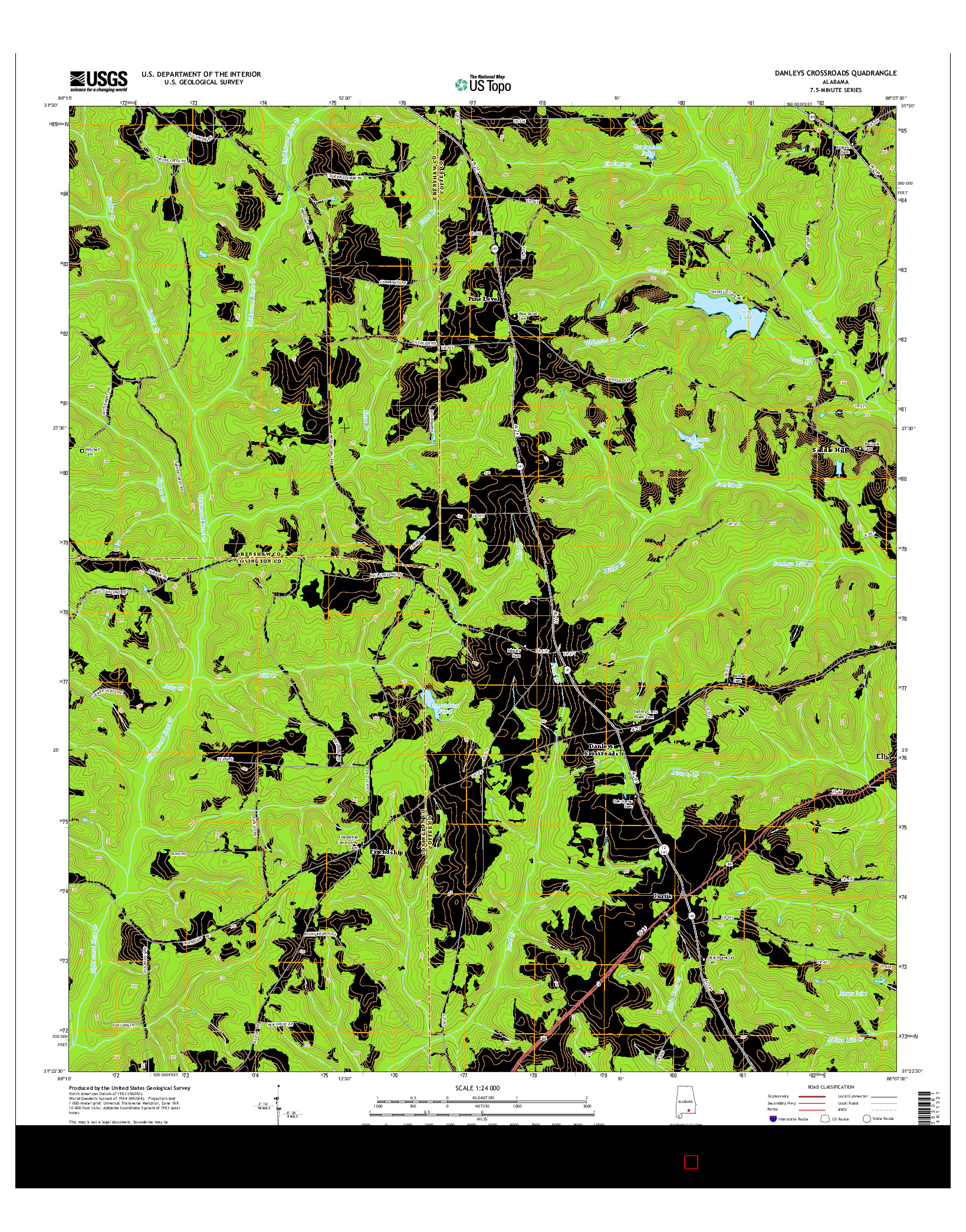 USGS US TOPO 7.5-MINUTE MAP FOR DANLEYS CROSSROADS, AL 2014
