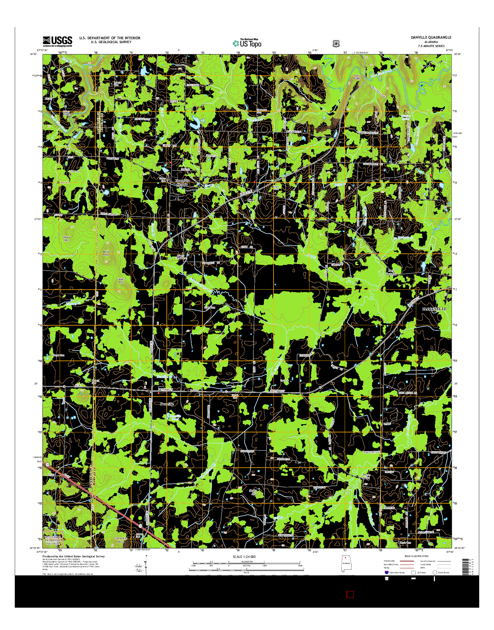 USGS US TOPO 7.5-MINUTE MAP FOR DANVILLE, AL 2014