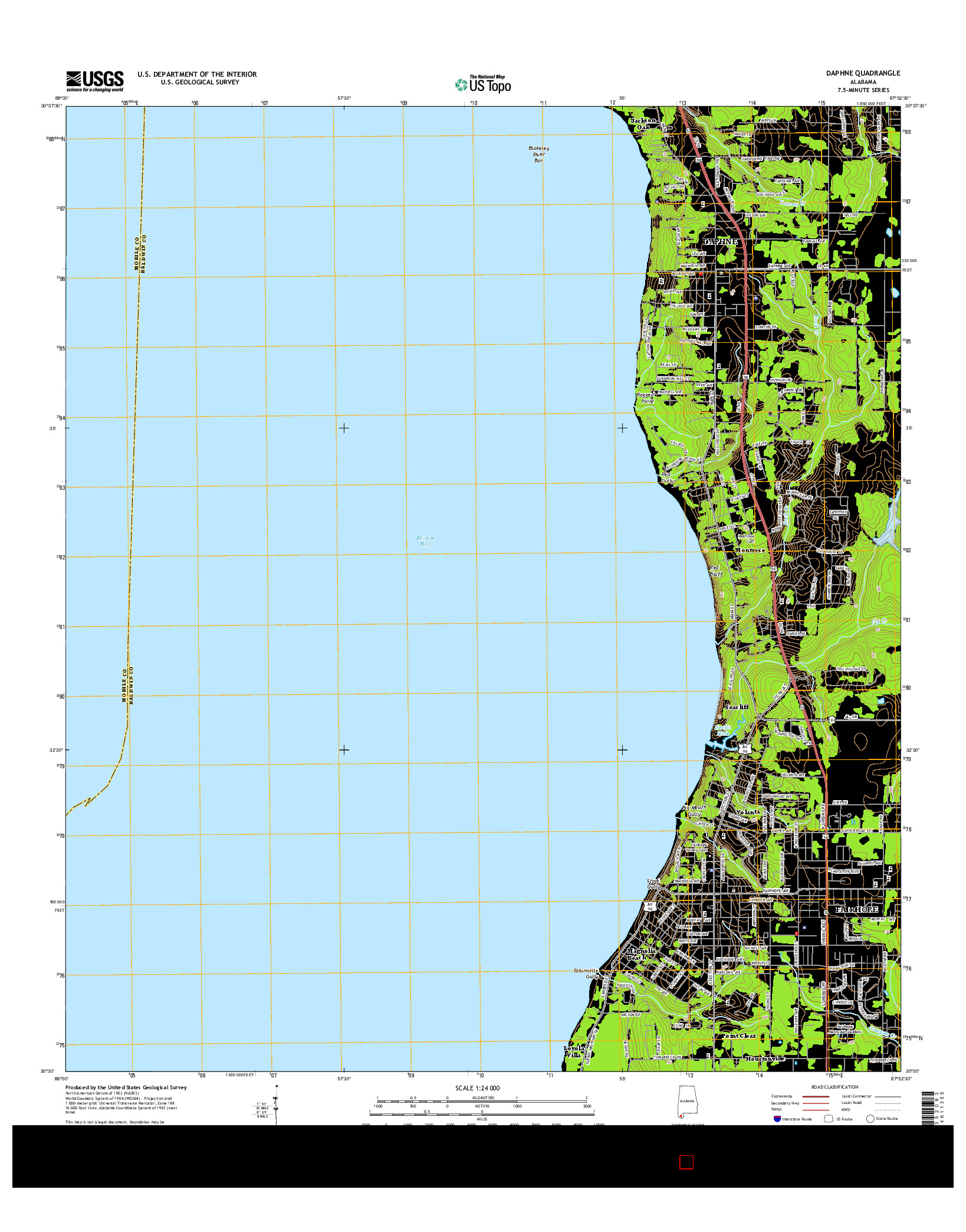 USGS US TOPO 7.5-MINUTE MAP FOR DAPHNE, AL 2014