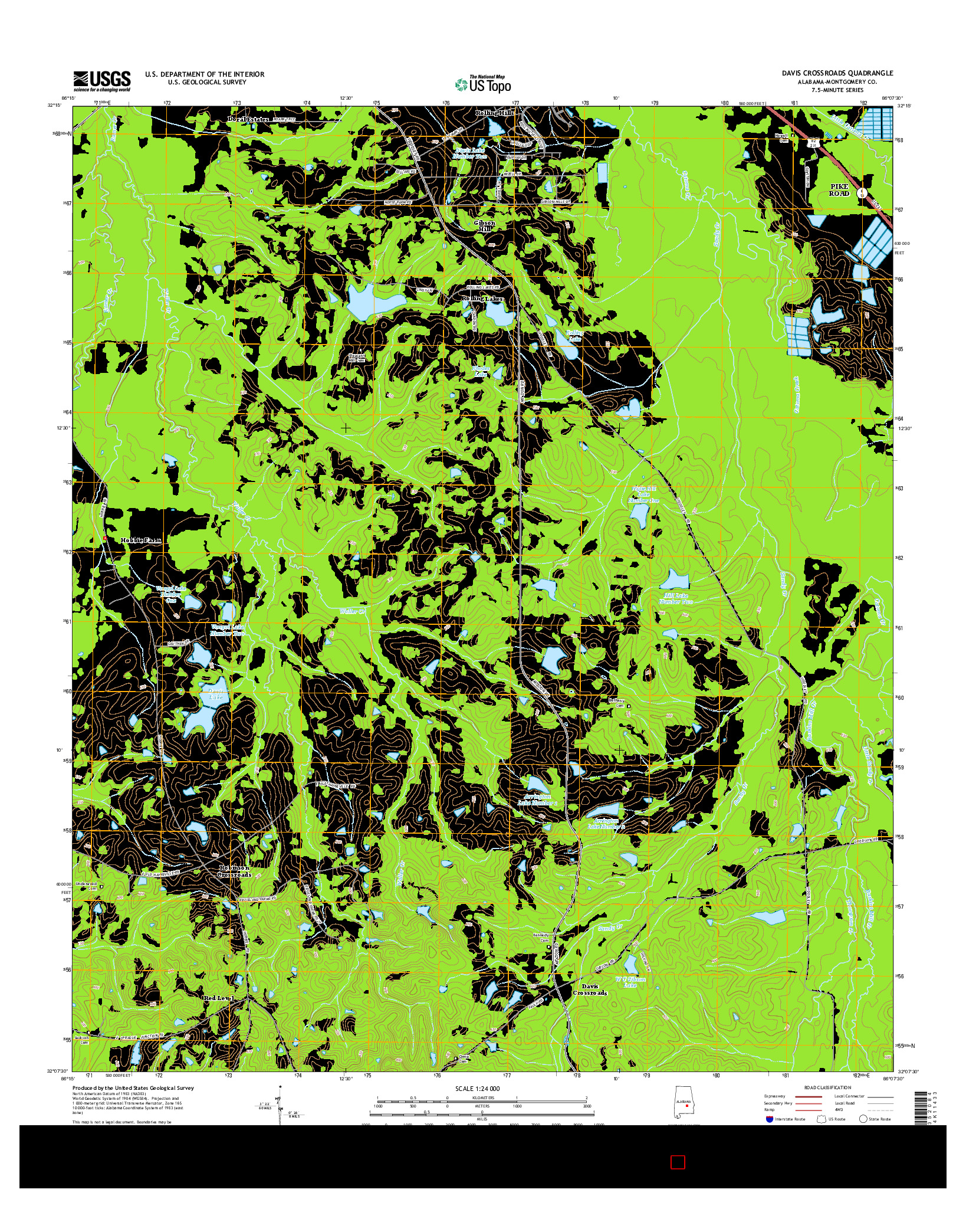 USGS US TOPO 7.5-MINUTE MAP FOR DAVIS CROSSROADS, AL 2014
