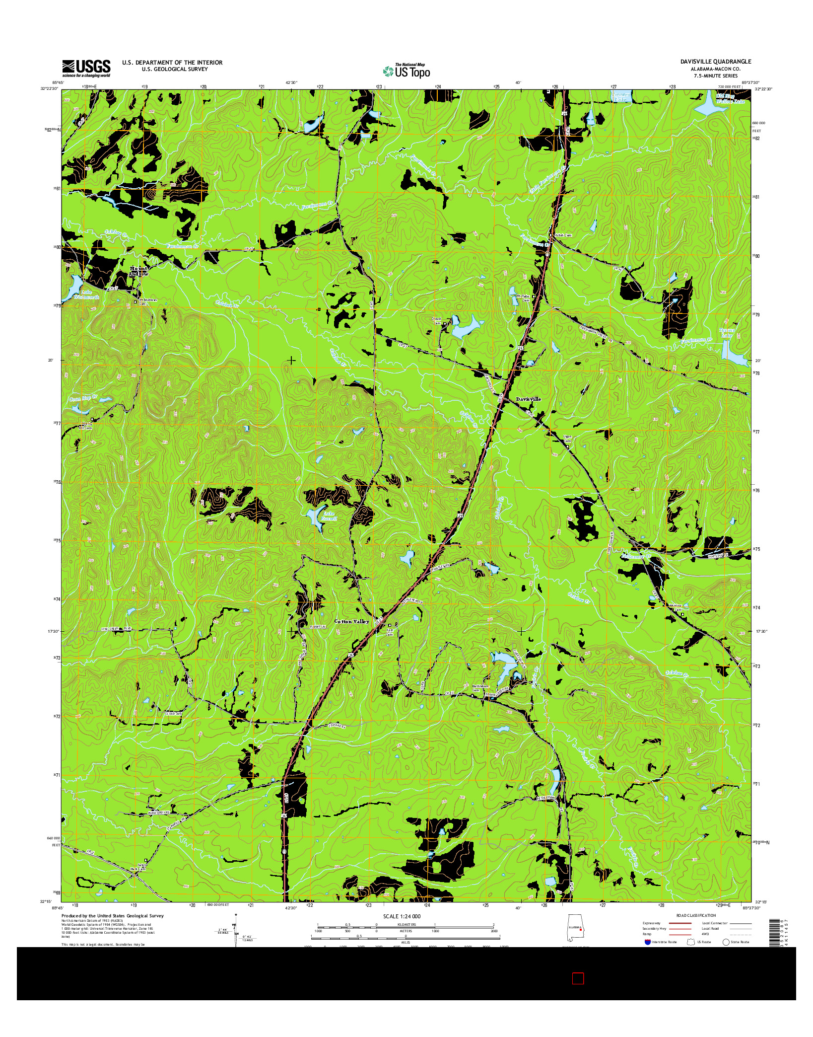 USGS US TOPO 7.5-MINUTE MAP FOR DAVISVILLE, AL 2014