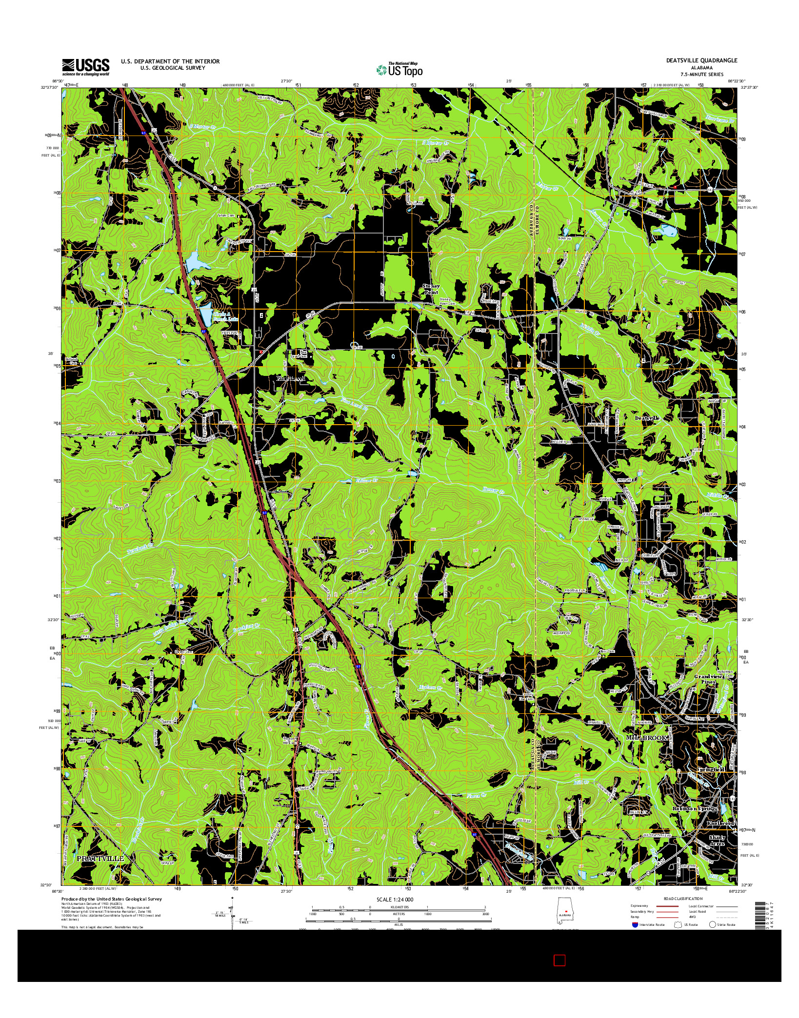 USGS US TOPO 7.5-MINUTE MAP FOR DEATSVILLE, AL 2014